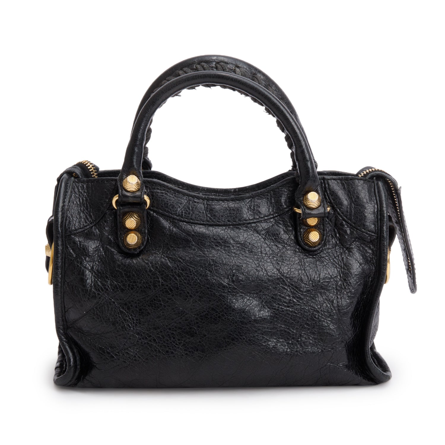 Balenciaga Black Arena Lambskin Leather Classic Mini City Bag w/ Strap