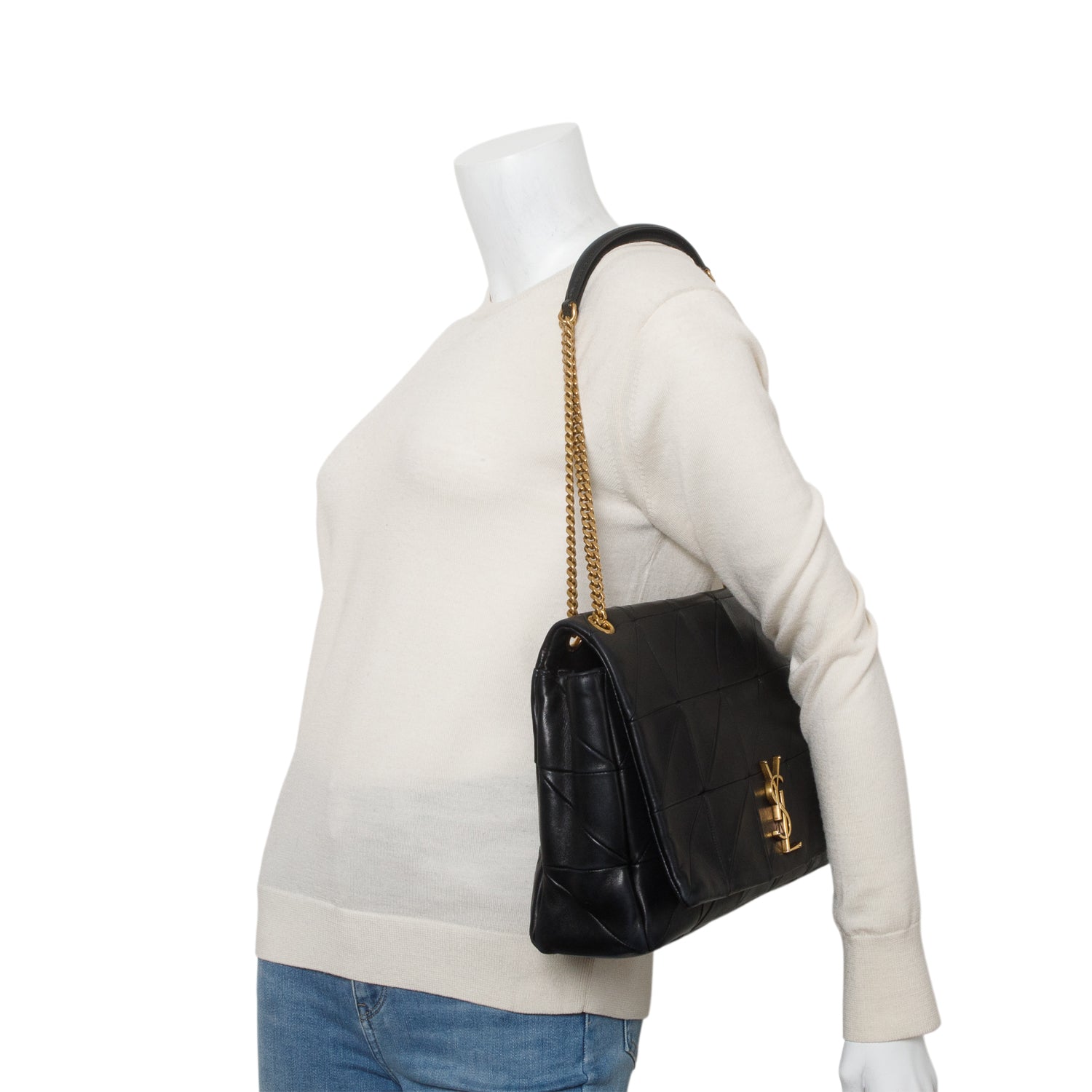 Saint Laurent Black Lambskin Matelasse Monogram Large Jamie 4.3 Shoulder Bag