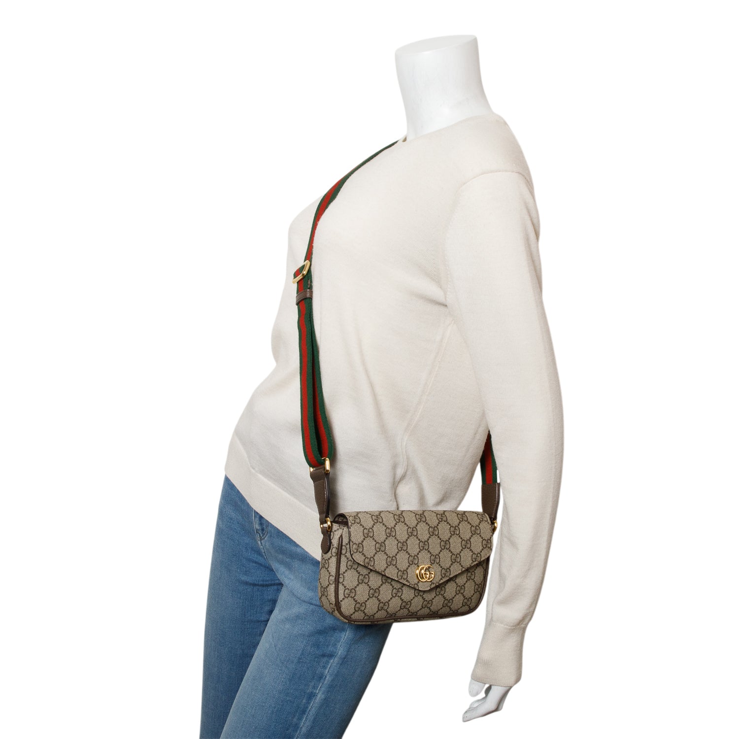 Gucci GG Supreme Monogram Web Ophidia Pochette w/ Box