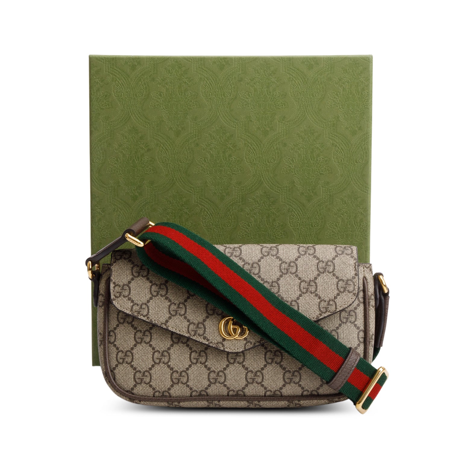 Gucci GG Supreme Monogram Web Ophidia Pochette w/ Box