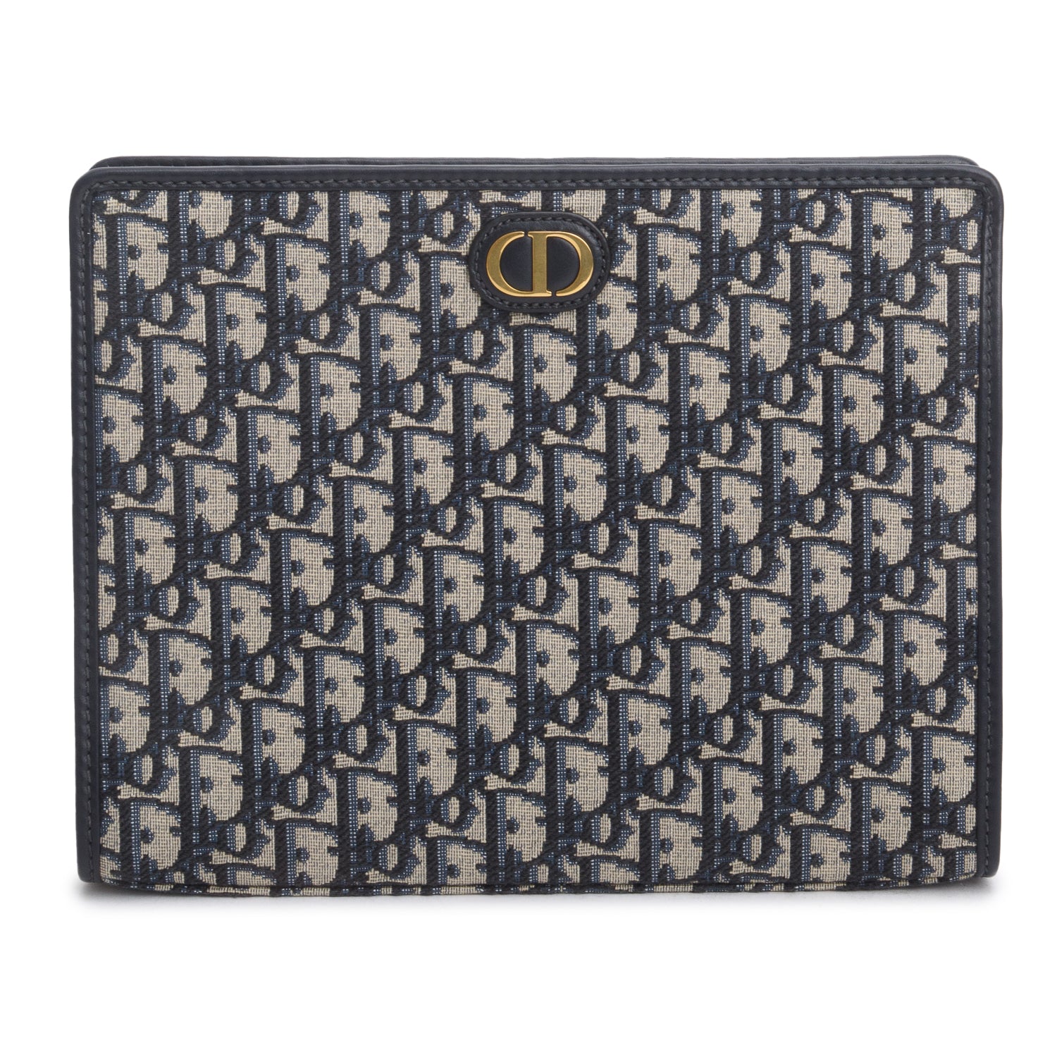 Christian Dior 2022 Blue Dior Oblique Jacquard Dea 30 Montaigne Pouch w/ Strap