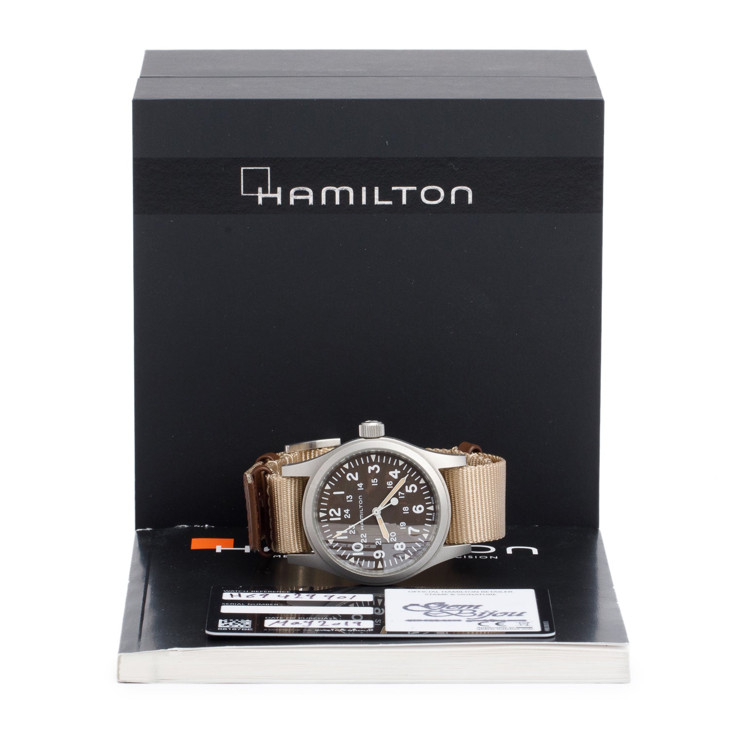Hamilton Stainless Steel Khaki Field Mechanical 38 MM Watch H6942990 w/ Box & Papers