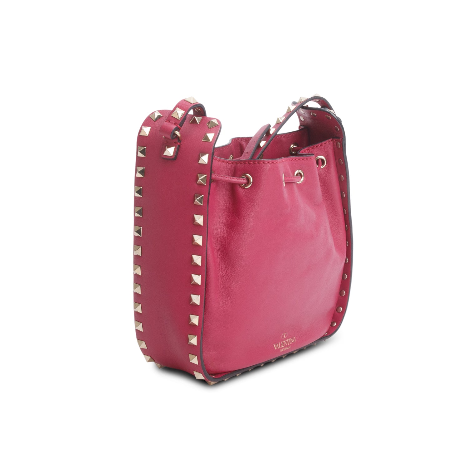 Valentino Pink Vitello Rockstud Bucket Bag