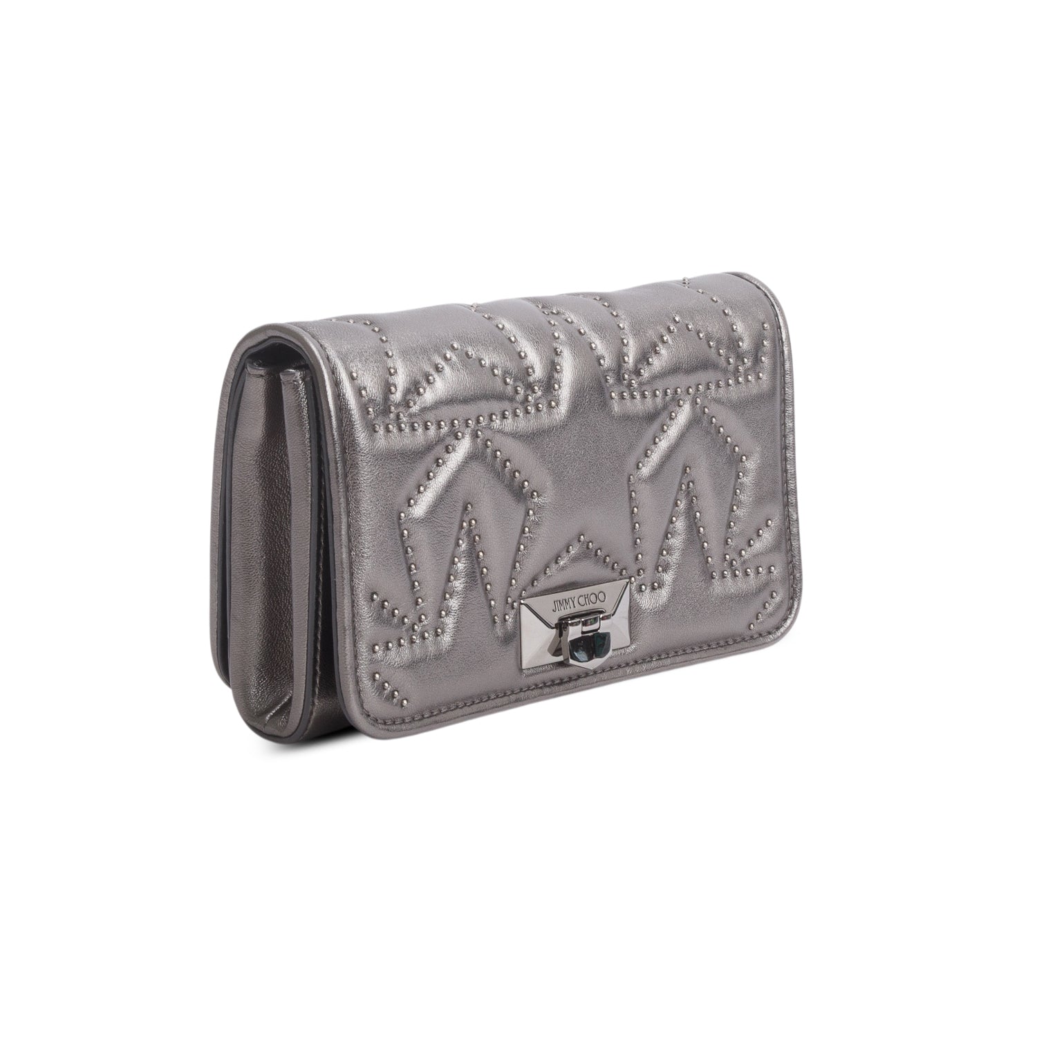 Jimmy Choo Silver Nappa Star Quilted Studded Helia Crossbody Bag