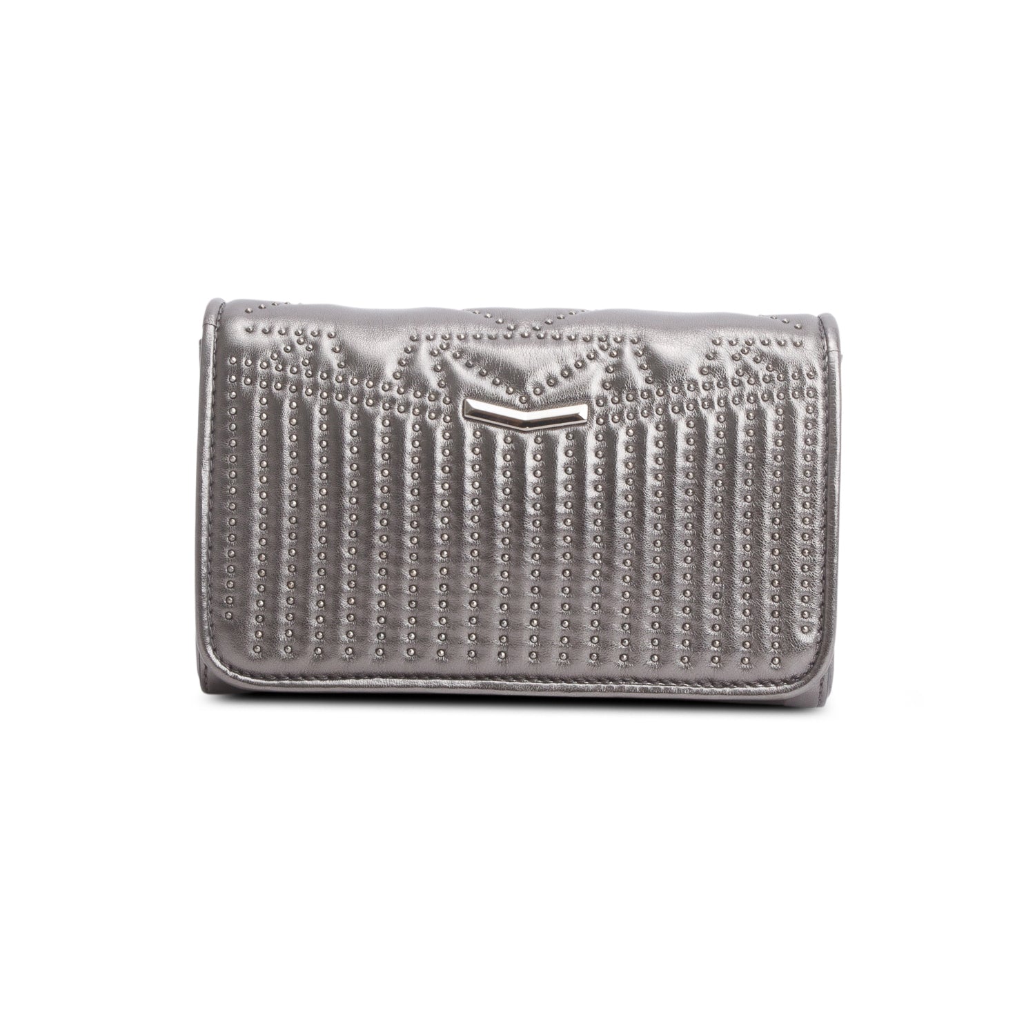 Jimmy Choo Silver Nappa Star Quilted Studded Helia Crossbody Bag