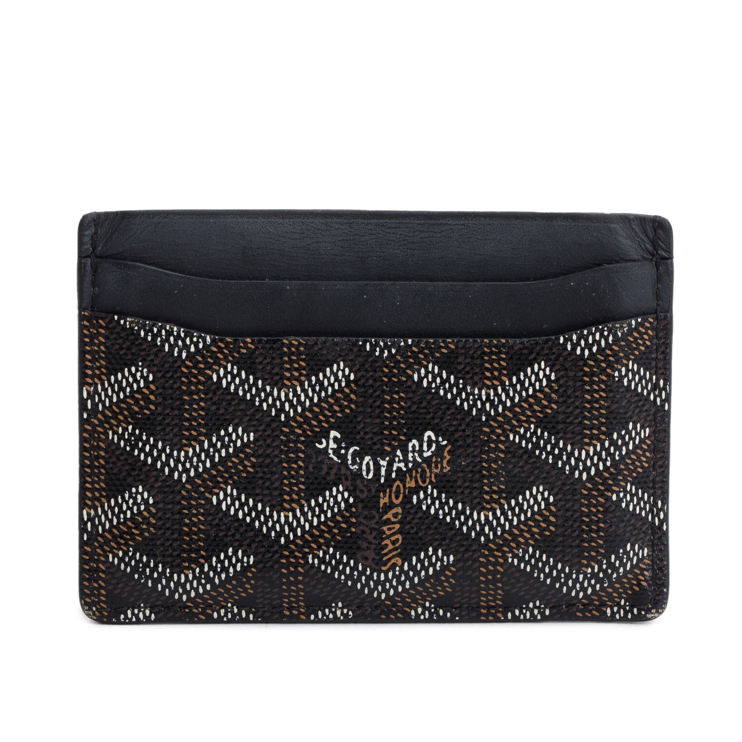 Goyard Black Leather & Coated Canvas Saint Sulpice Card Holder