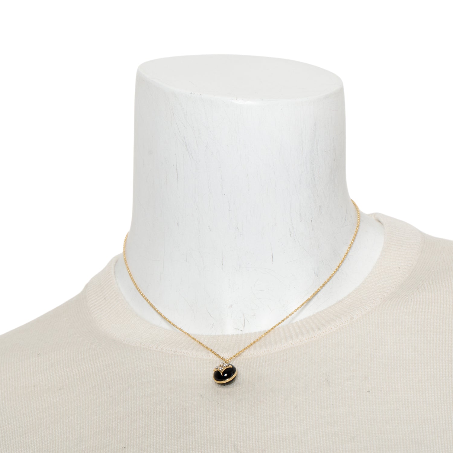Louis Vuitton 18k Yellow Gold Diamond Onyx Color Blossom Pendant Necklace w/ Box