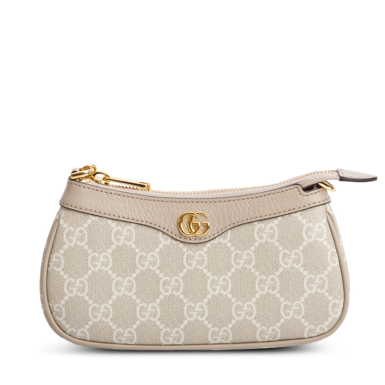 Gucci Beige GG Supreme Monogram Textured Dollar Calfskin Mini Ophidia Chain Bag w/ Box