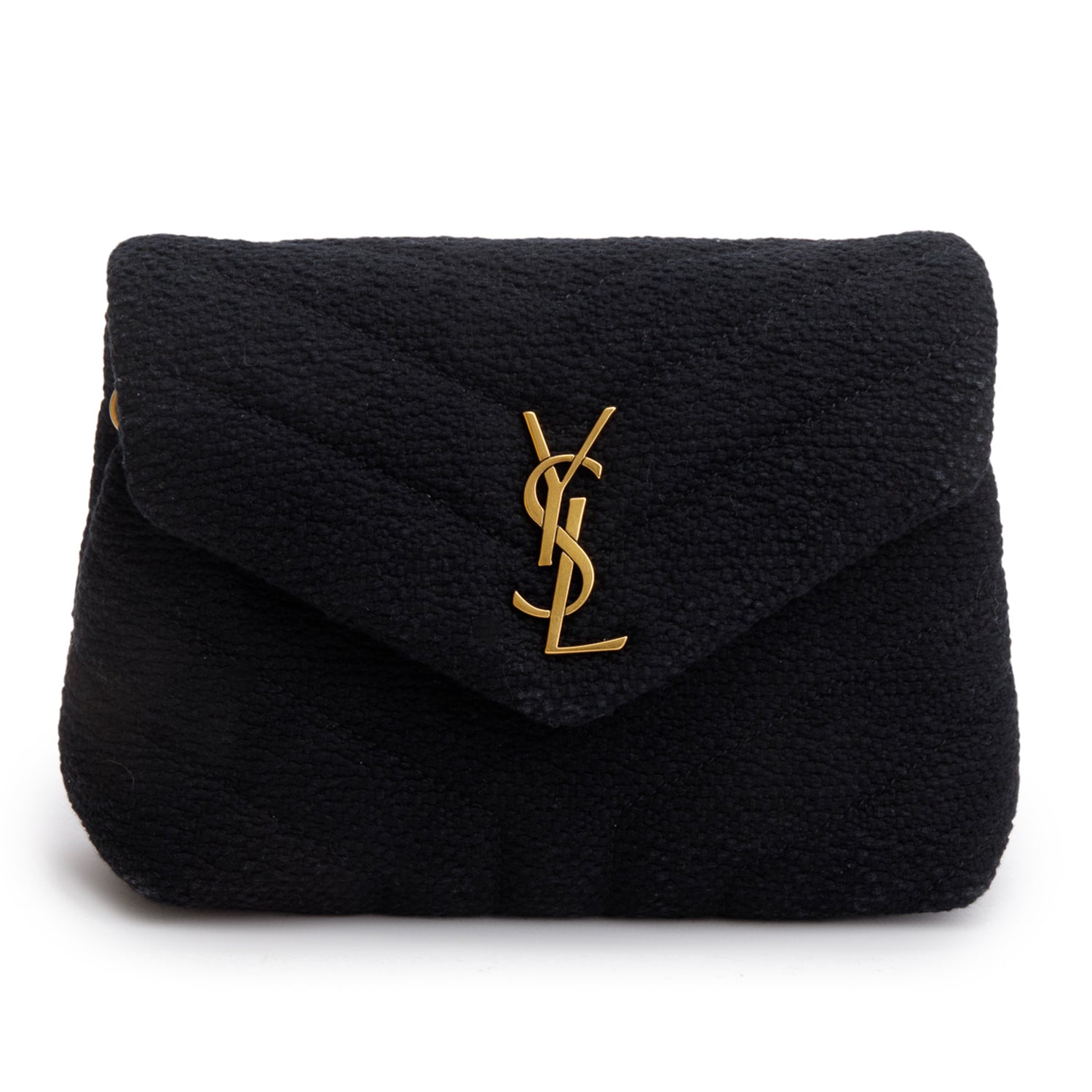 Saint Laurent 2023 Black Tweed Y Quilted Monogram Toy Loulou Crossbody Bag