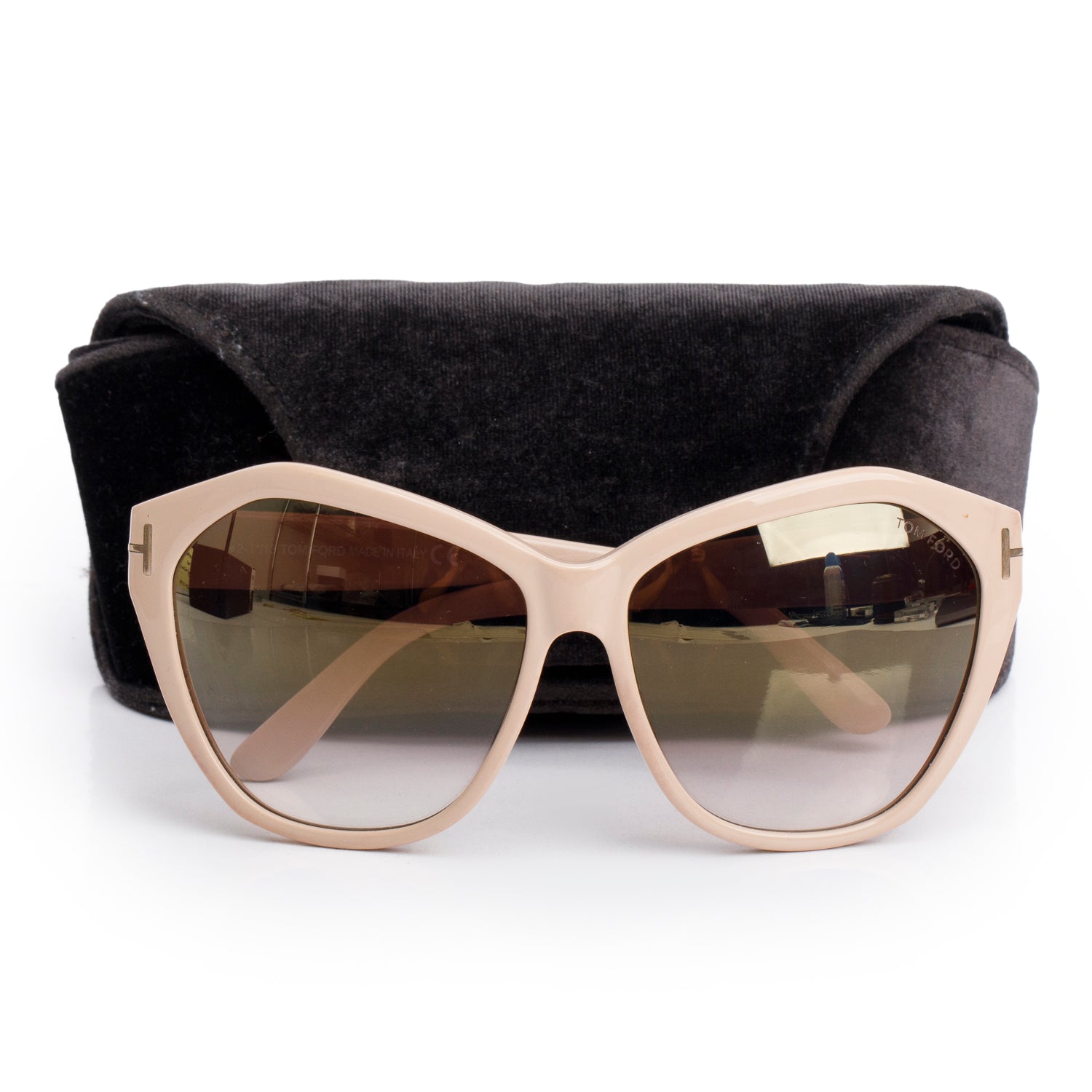Tom Ford TF317 Pink Acetate Angelina Mirrored Square Sunglasses w/ Case