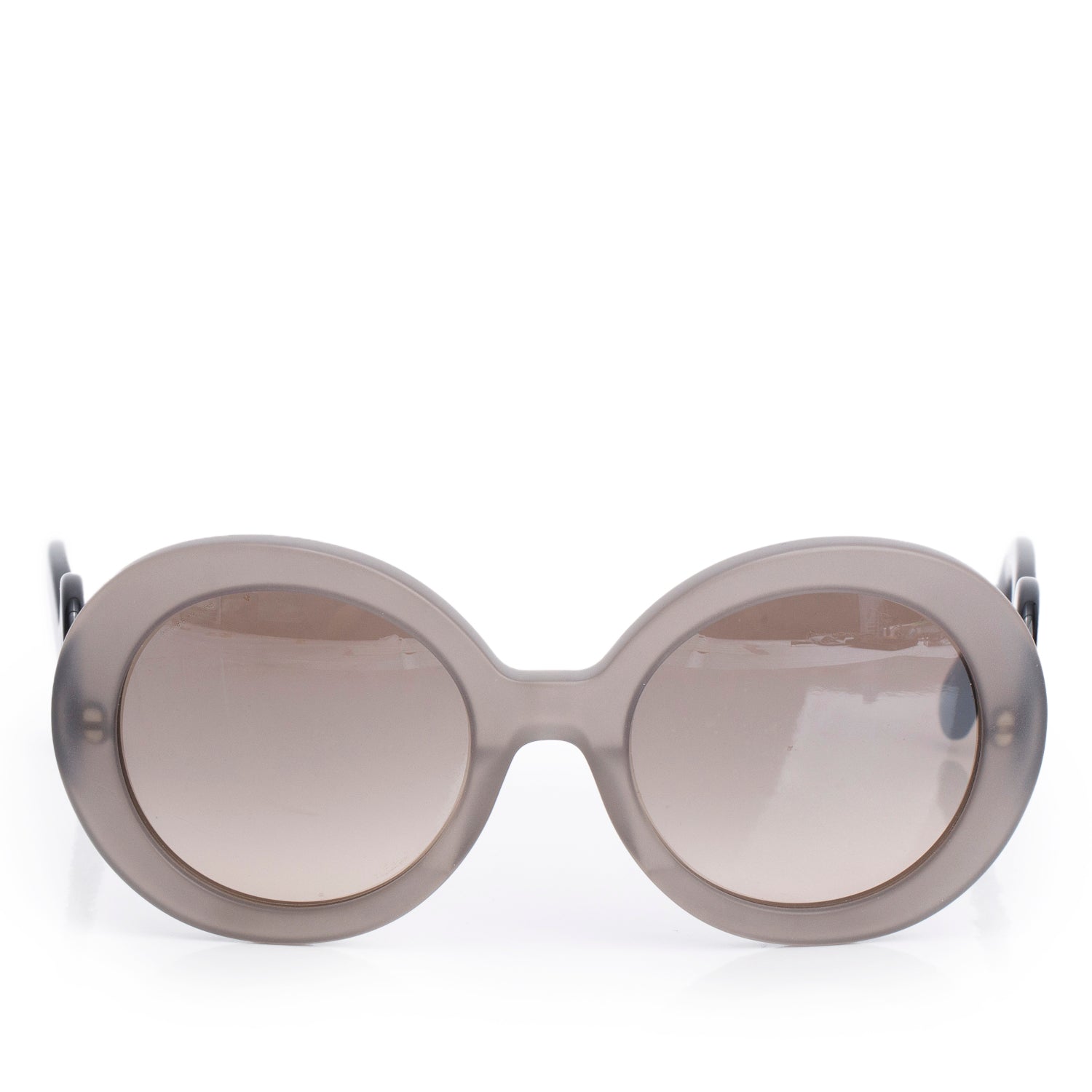 Prada SPR 27N Grey/Black Acetate Baroque Spiral Round Sunglasses w/ Box & Case