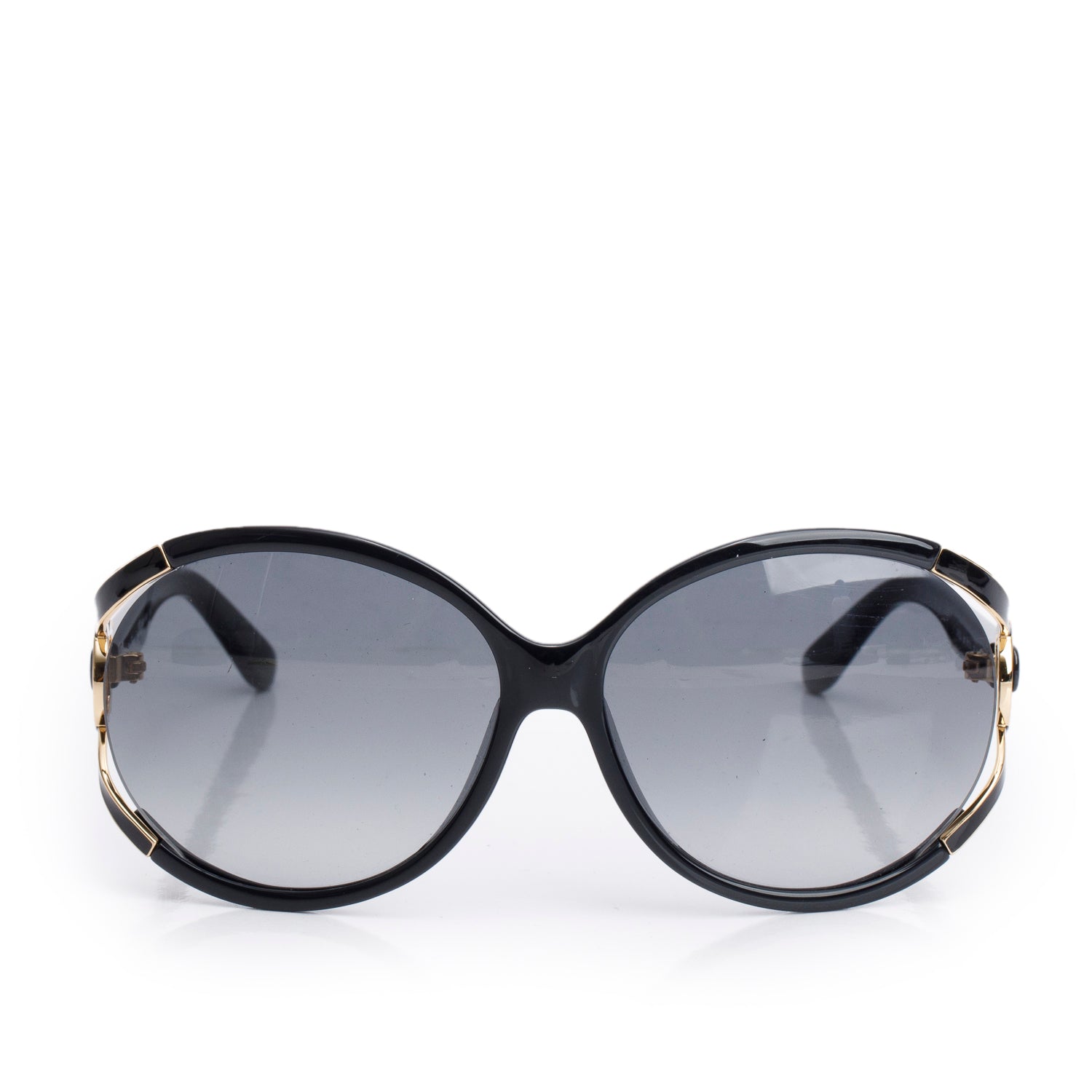 Salvatore Ferragamo SF600S Black Acetate Oval Gancini Sunglasses w/ Case