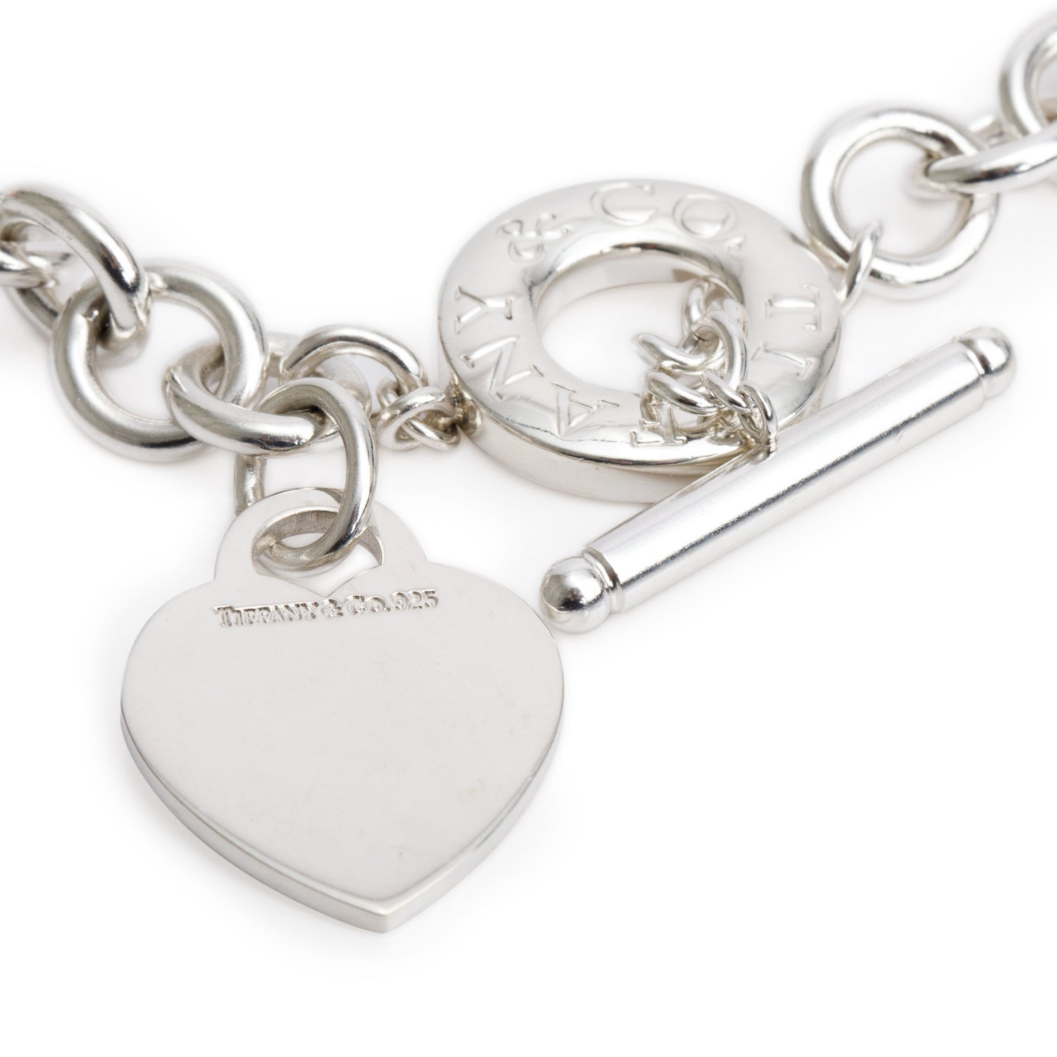 Tiffany & Co. Sterling Silver Heart Tag Necklace with Toggle Clasp