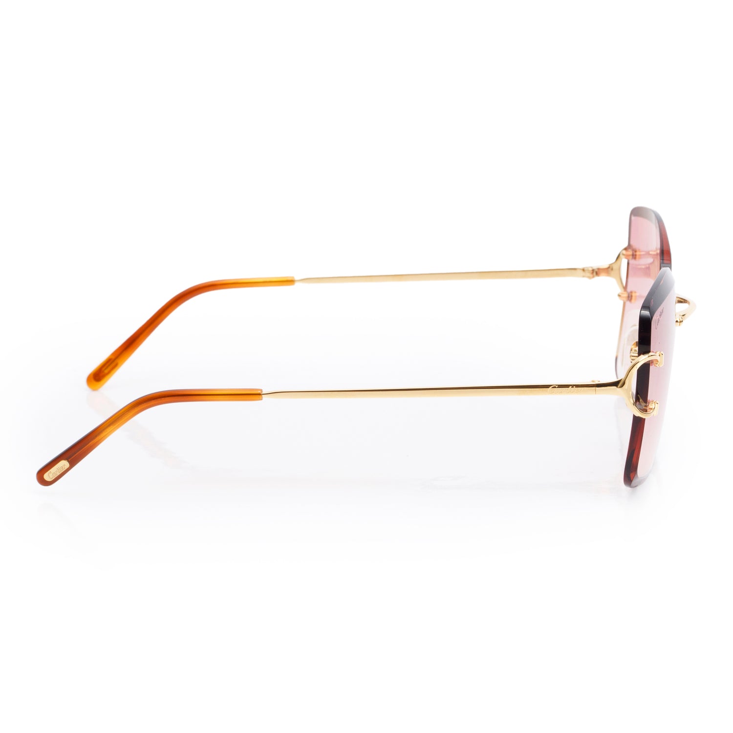 Cartier 2024 CT0007RS Pink Rimless C De Cartier Sunglasses w/ Box, Case & Receipt