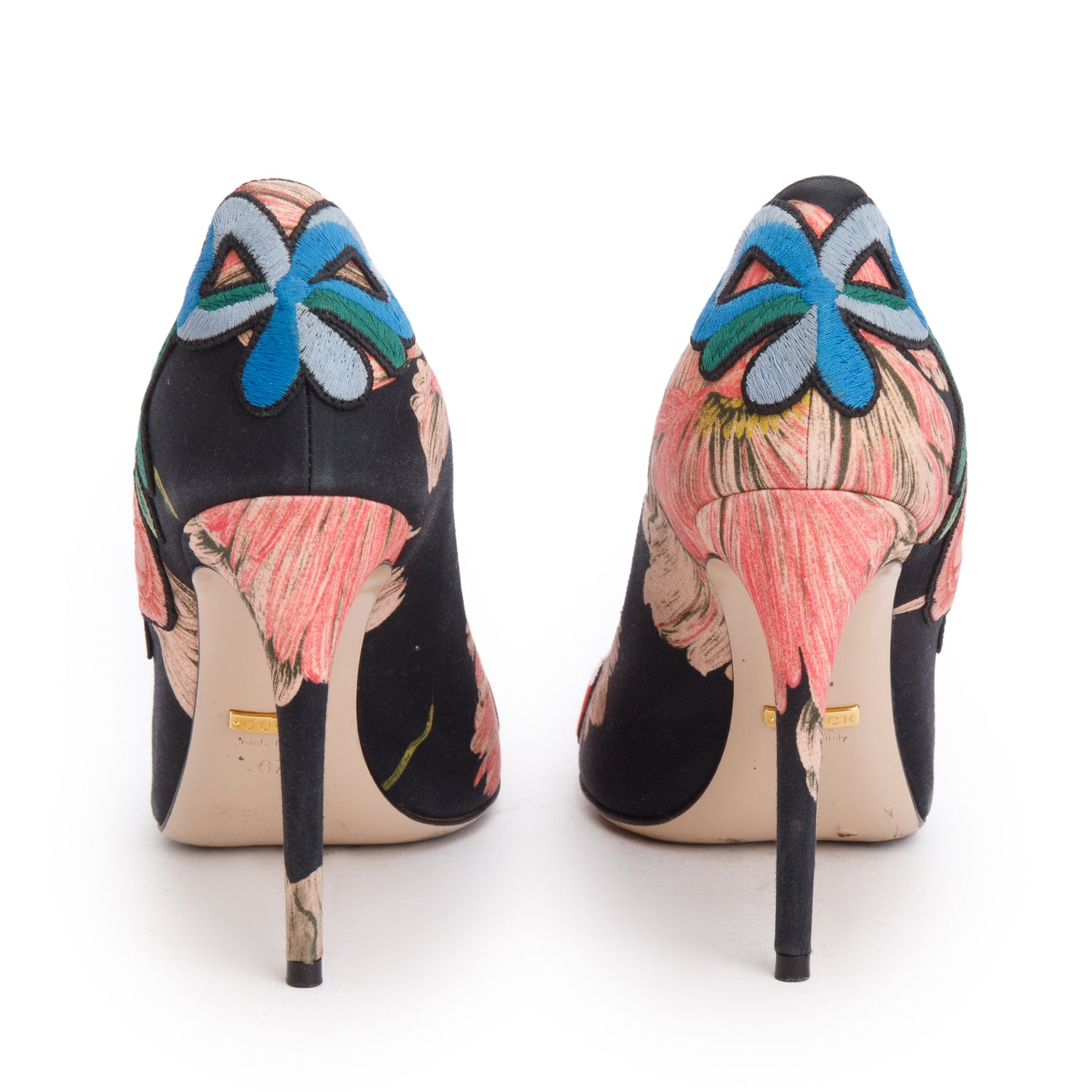 Gucci Multicolor Floral Embroidered Ophilia Pumps, Size 37 w/ Box