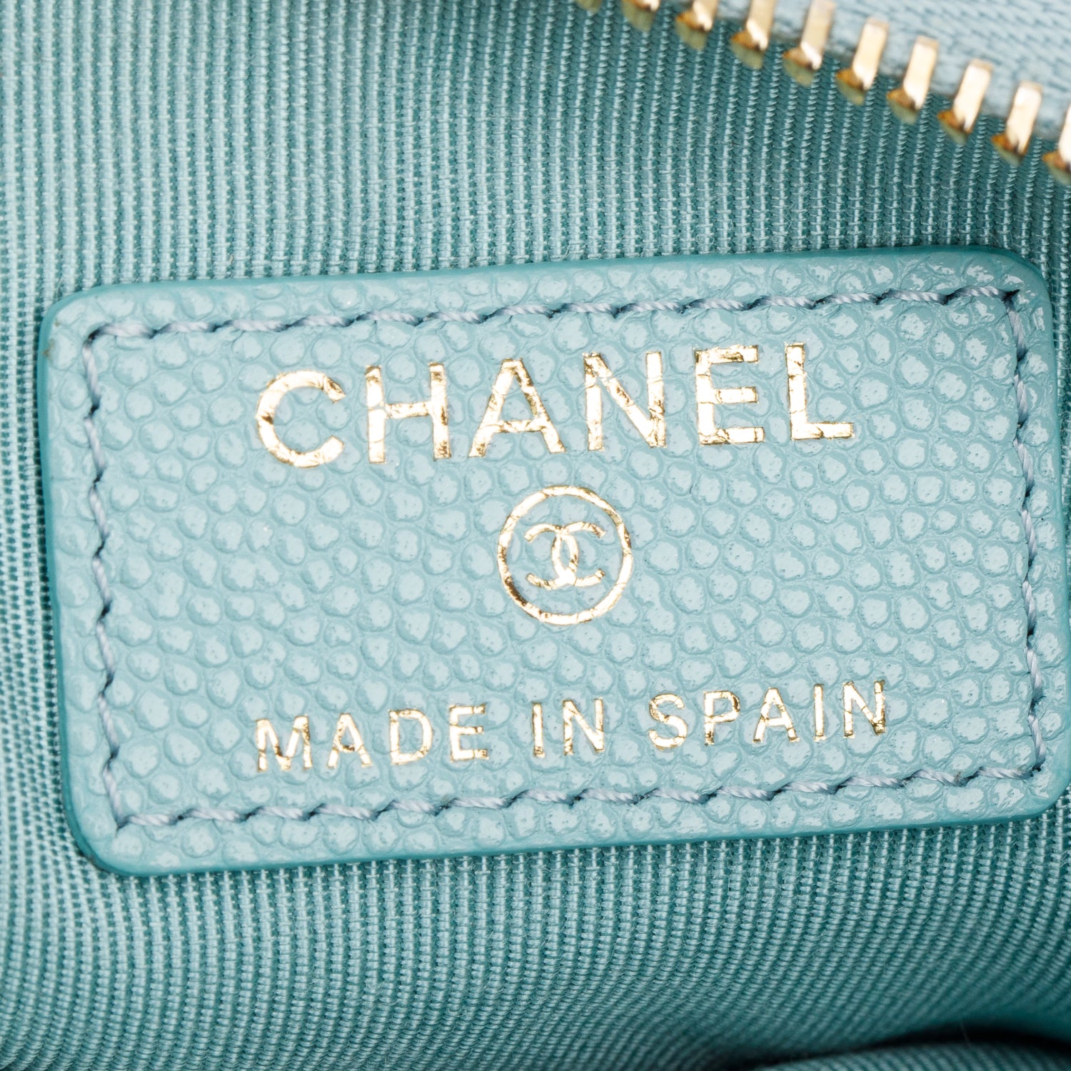 Chanel Turquoise Caviar Leather Classic Mini O-Case Zipped Pouch w/ Box & Authenticity Card