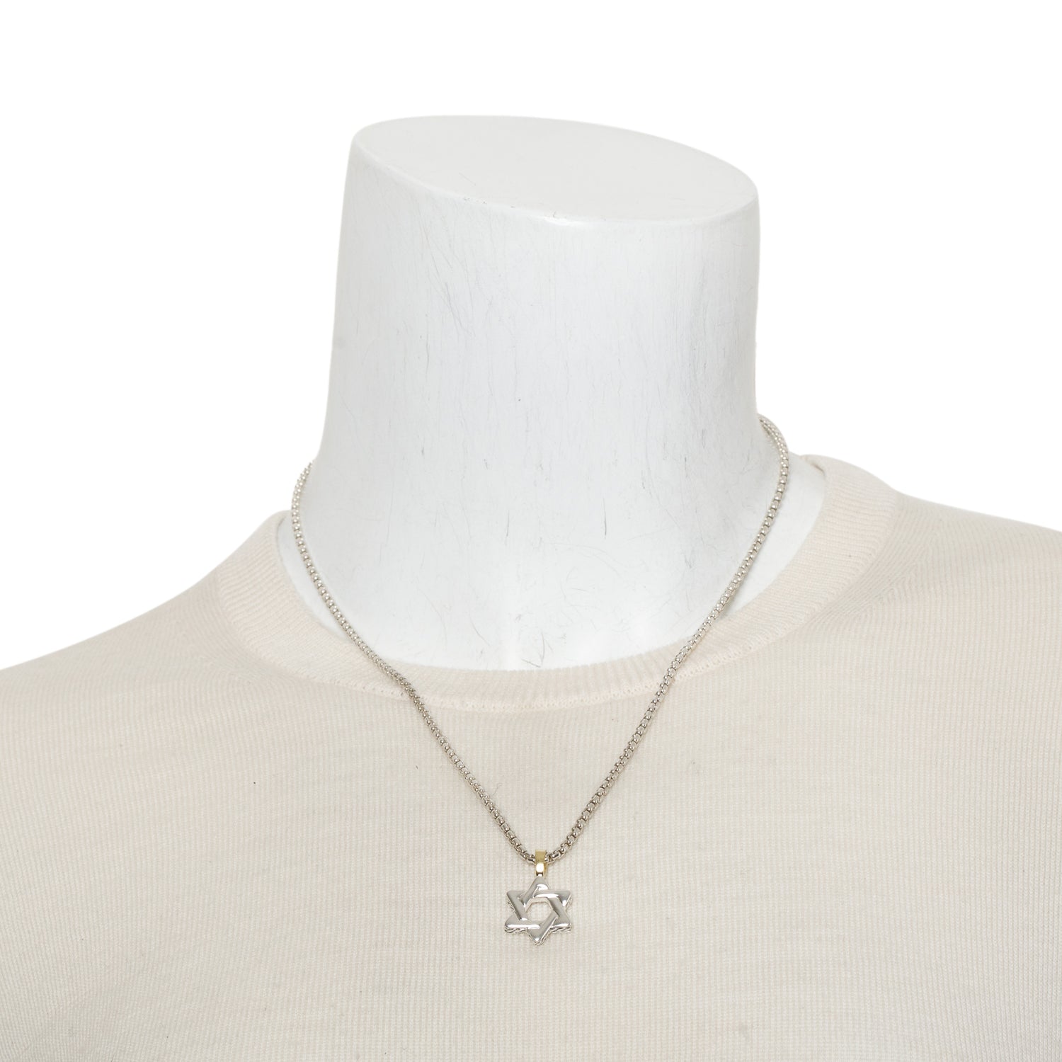 David Yurman Sterling Silver & 18k Yellow Gold Deco Star Of David Amulet Pendant Necklace