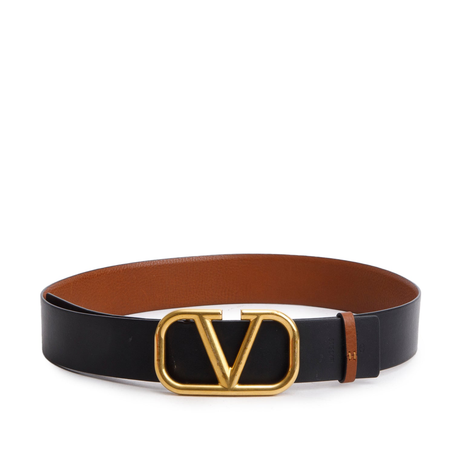 Valentino Brown/Black Calfskin Leather VLogo Reversible 40MM Belt 80  32 w/ Box