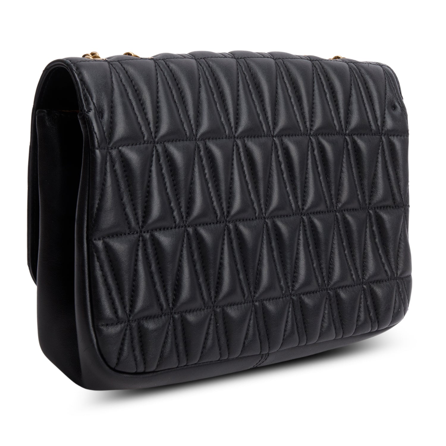 Versace Black Quilted Leather Virtus Shoulder Bag w/ Box