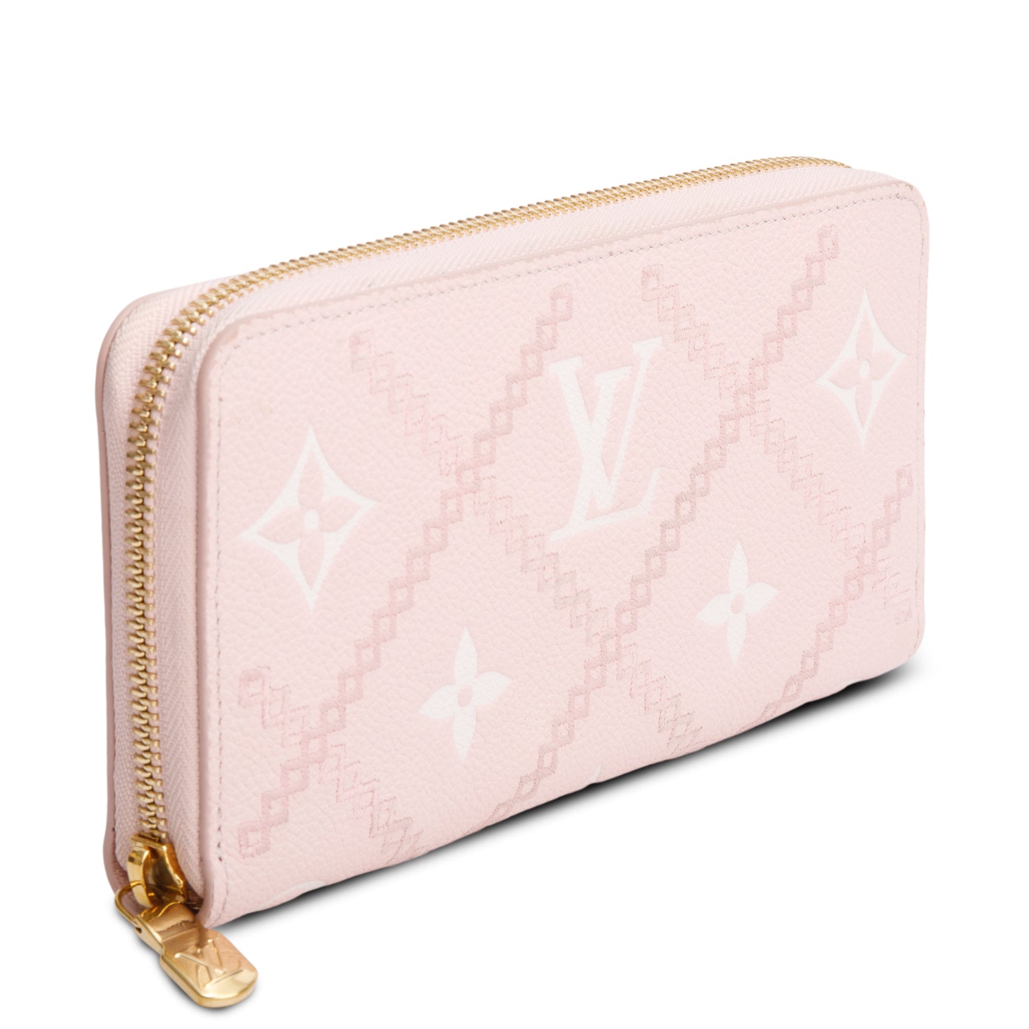 Louis Vuitton Pink Monogram Empreinte Broderie Leather Zippy Wallet w/ Box
