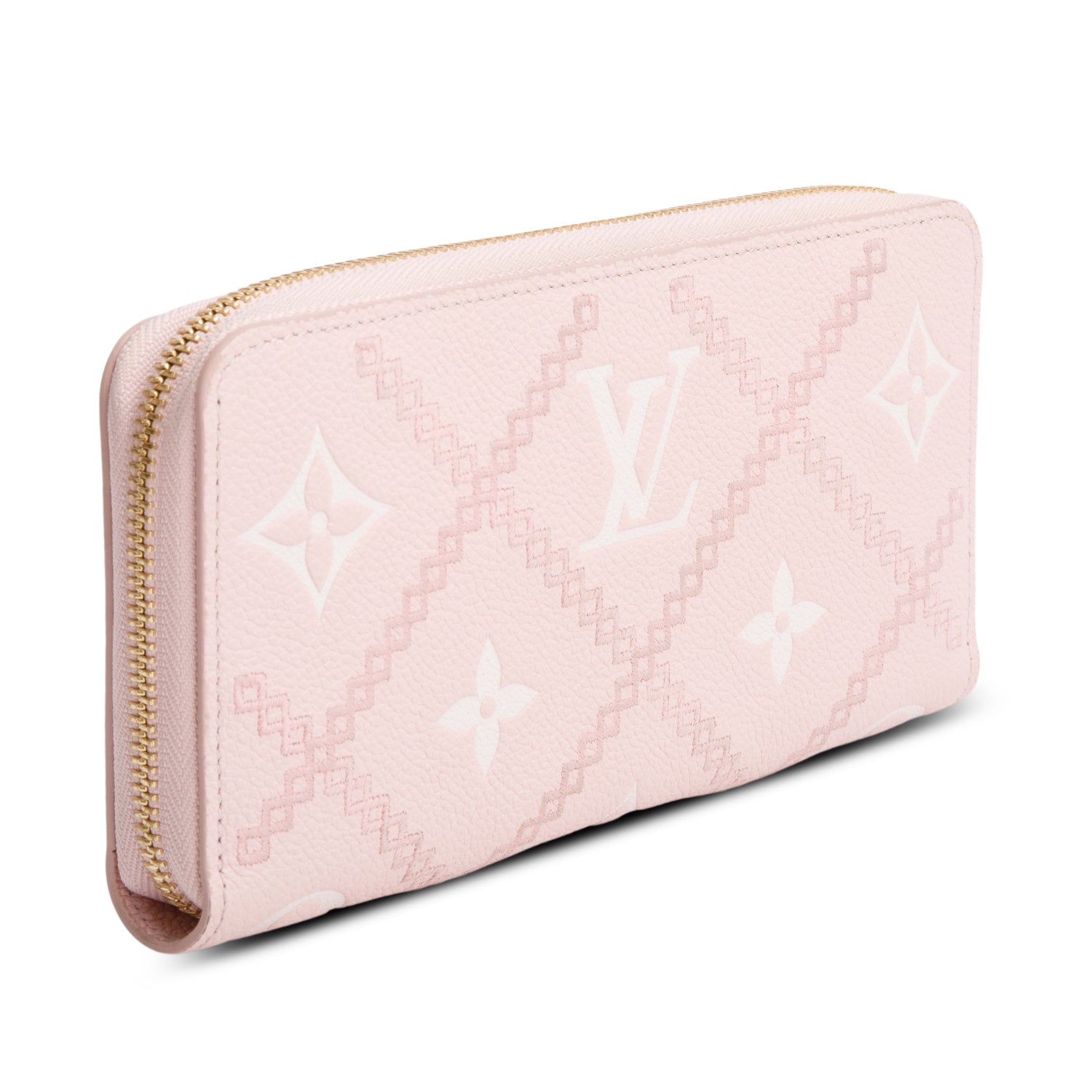 Louis Vuitton Pink Monogram Empreinte Broderie Leather Zippy Wallet w/ Box