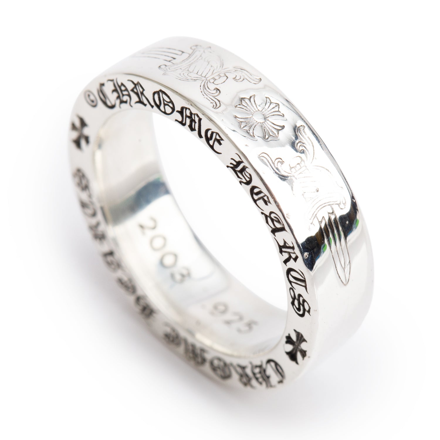 Chrome Hearts Sterling Silver 'Dagger' Spacer 6 MM Band Ring, Size 7