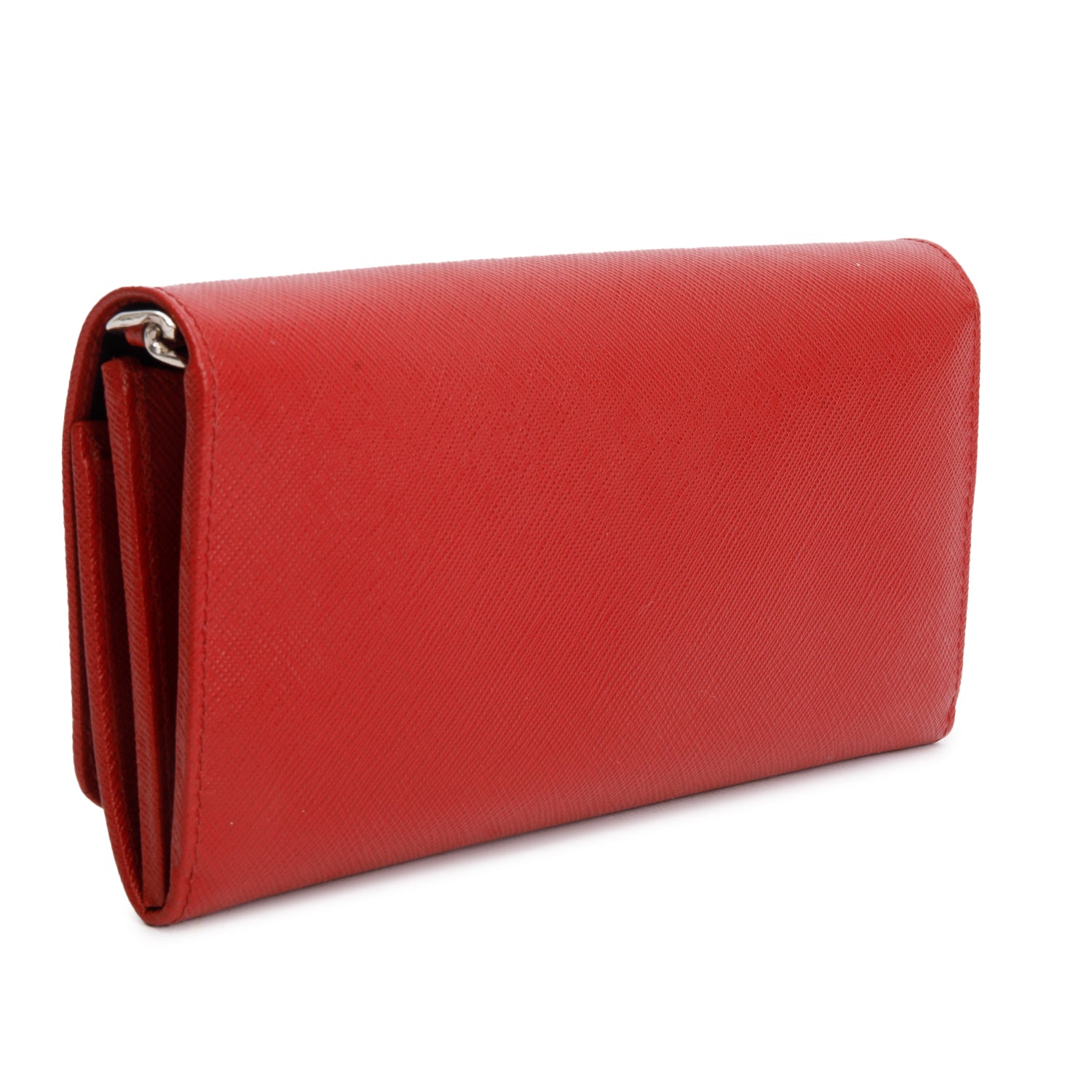 Prada Red Saffiano Leather Chain Wallet