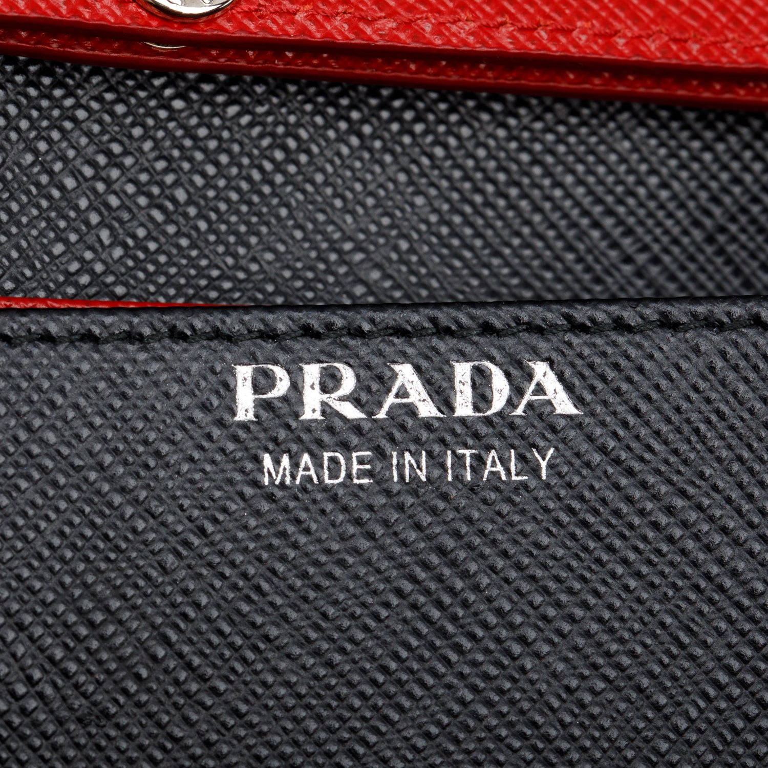 Prada Red Saffiano Leather Chain Wallet