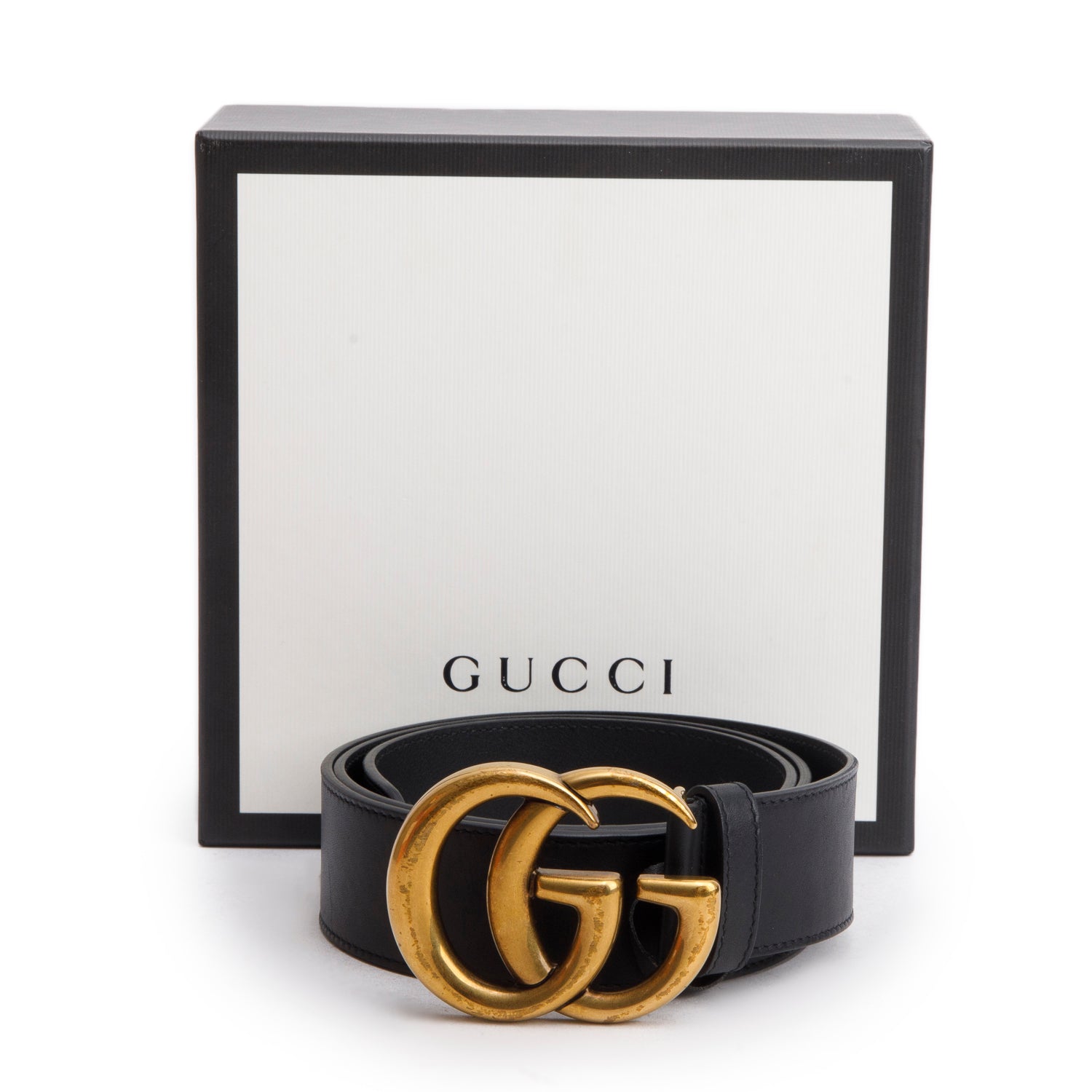 Gucci GG Marmont Black Wide Leather Belt 90 36 w/ Box