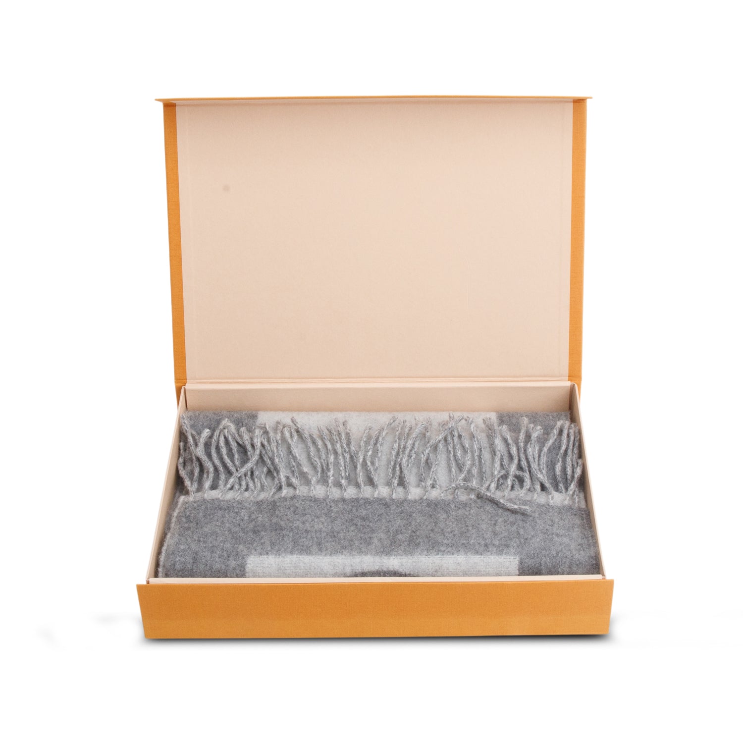 Louis Vuitton 2021 Grey Wool/Cashmere Monogram Logo Scarf w/ Box & Receipt