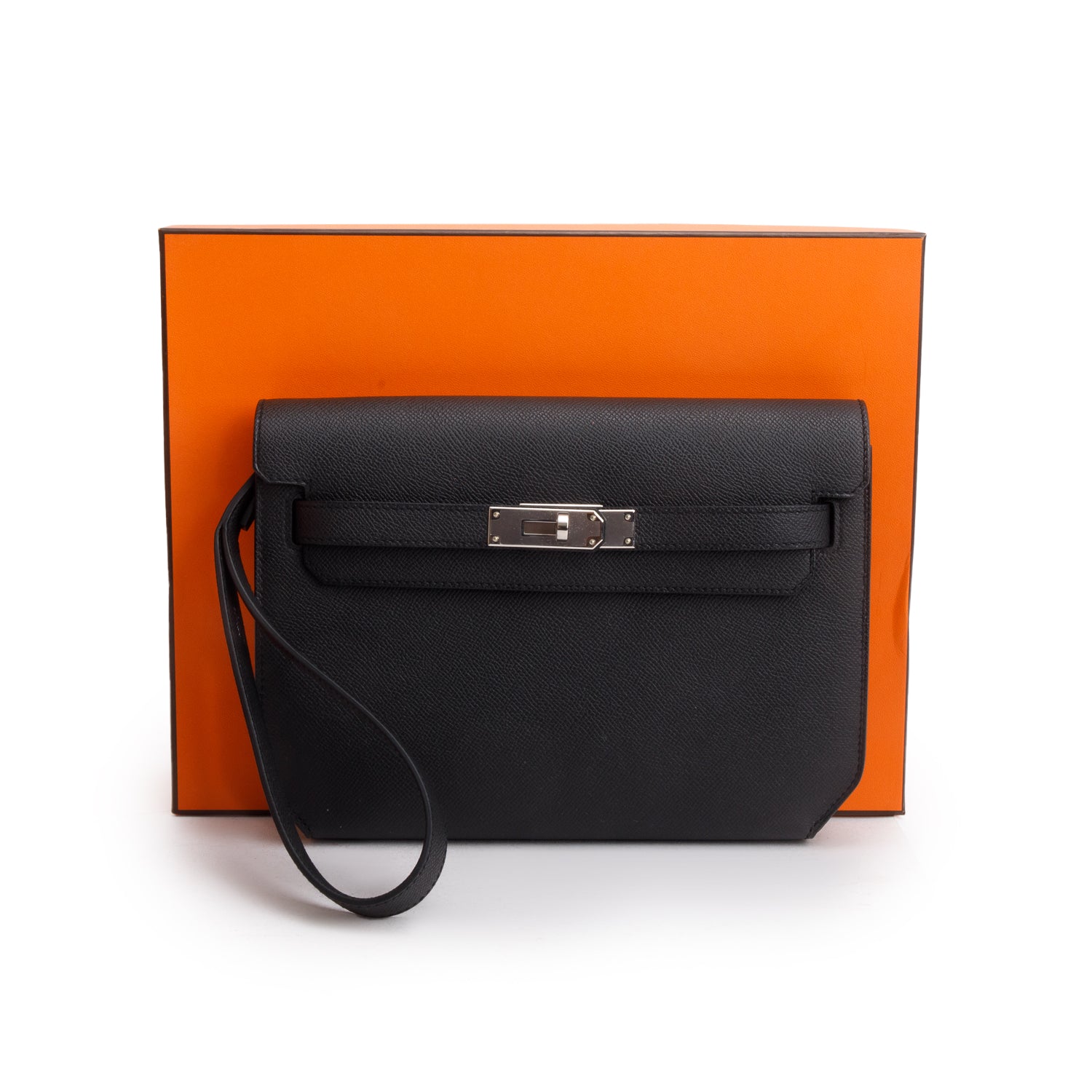 Hermes 2025 Noir Togo Kelly Depeches 25 Pouch w/ Box