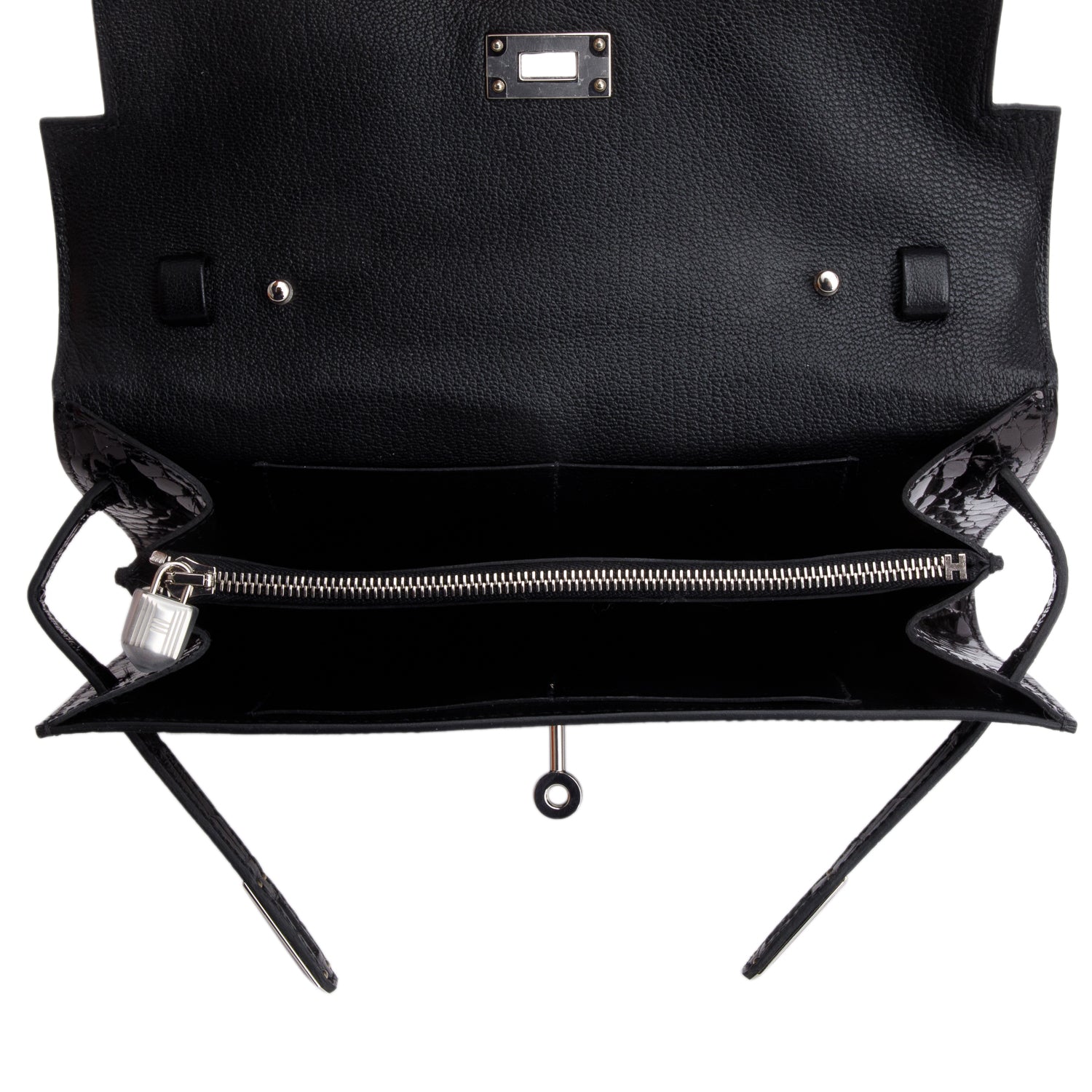 Hermes 2025 Noir Shiny Alligator Kelly Wallet To Go w/ Strap & Box