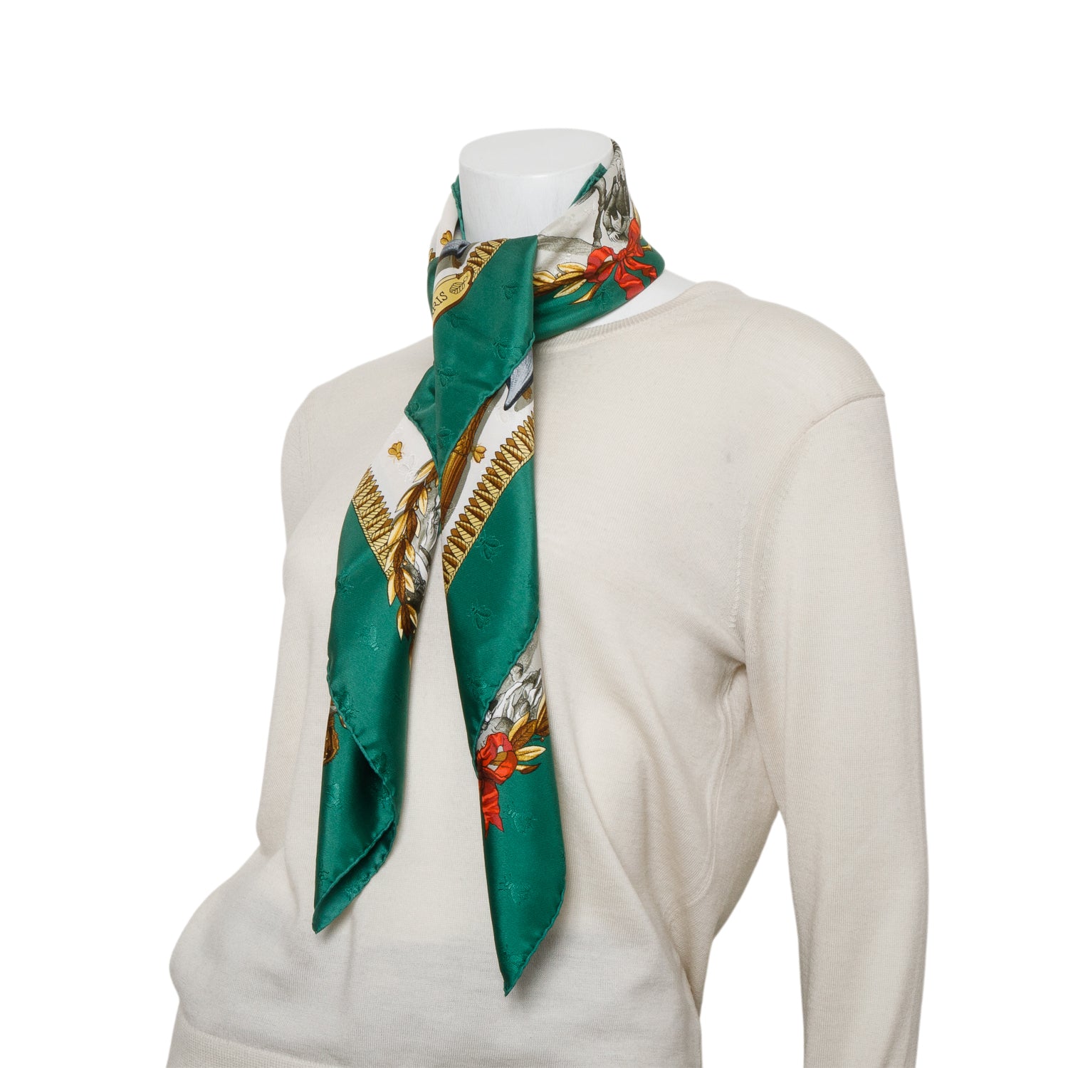 Hermes Green/Multicolor 'Napoleon' Silk Scarf 90