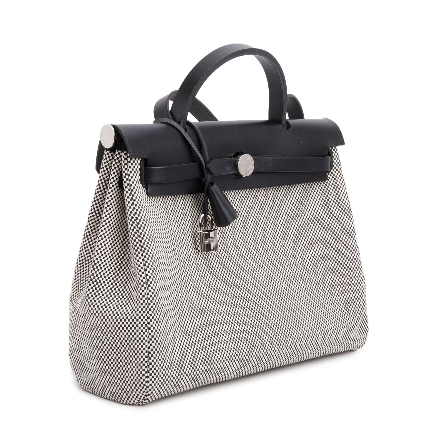 Hermes 2020 Ecru Noir Toile Criss Viking Vache Hunter Herbag Zip 31 Retourne w/ Pouch, Box & Reeceipt