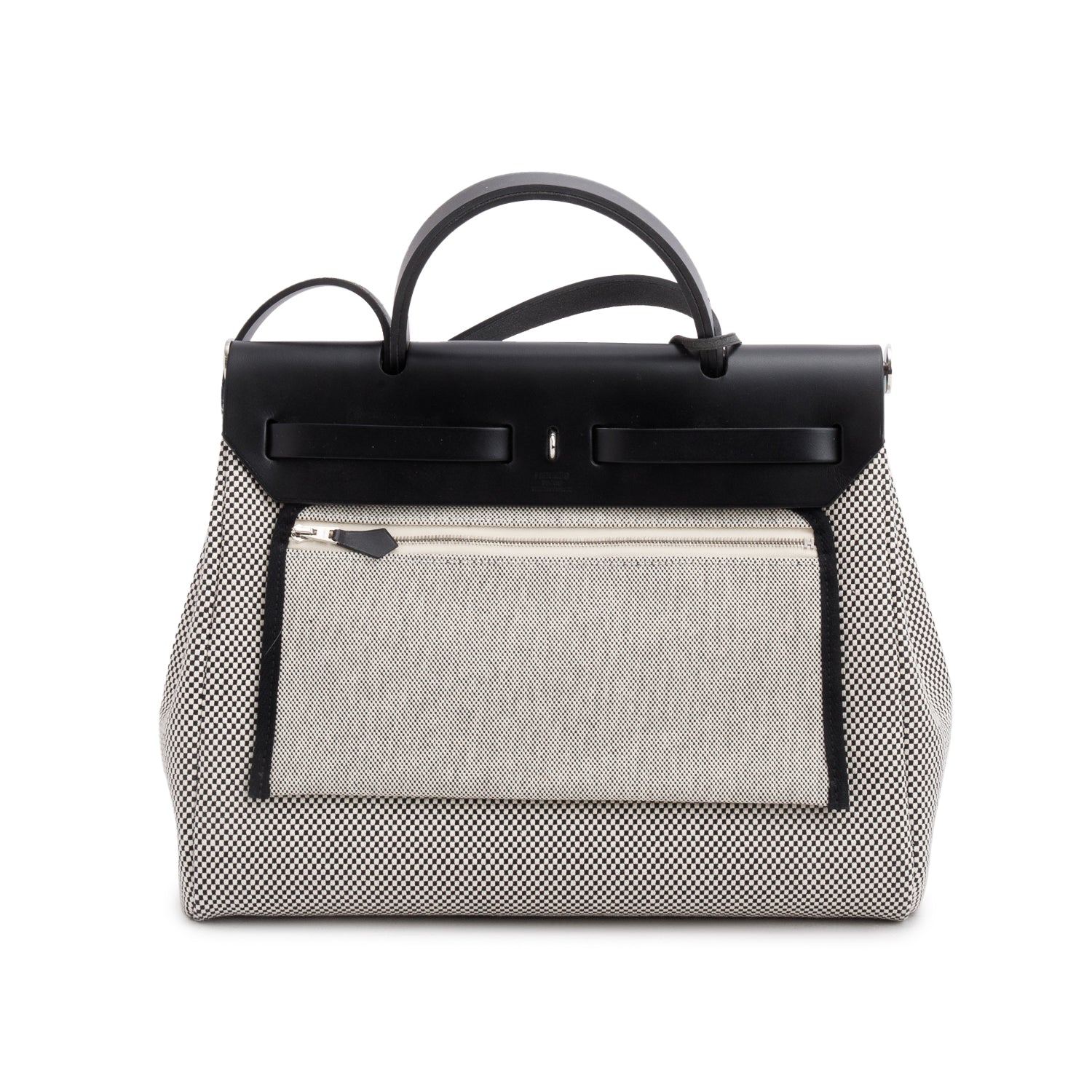 Hermes 2020 Ecru Noir Toile Criss Viking Vache Hunter Herbag Zip 31 Retourne w/ Pouch, Box & Reeceipt