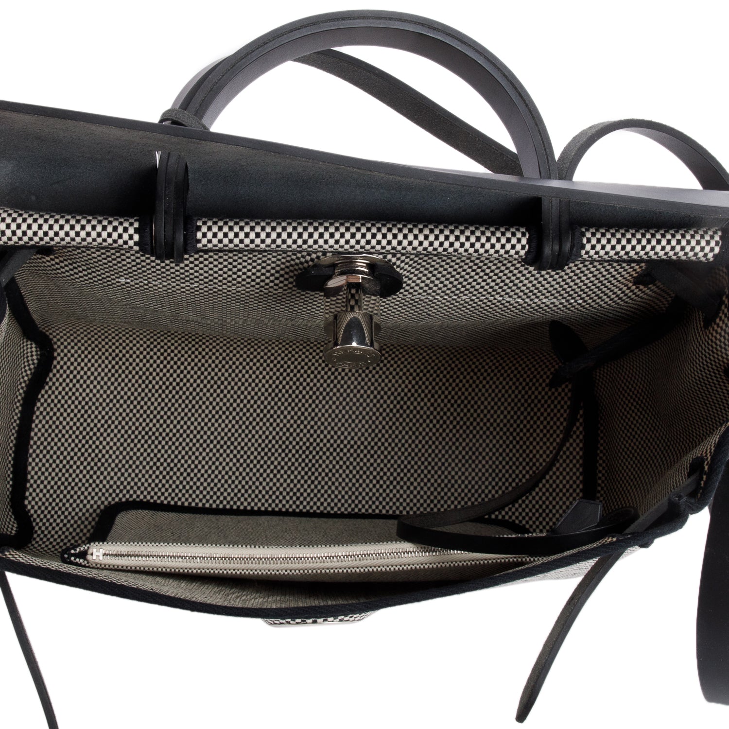 Hermes 2020 Ecru Noir Toile Criss Viking Vache Hunter Herbag Zip 31 Retourne w/ Pouch, Box & Reeceipt