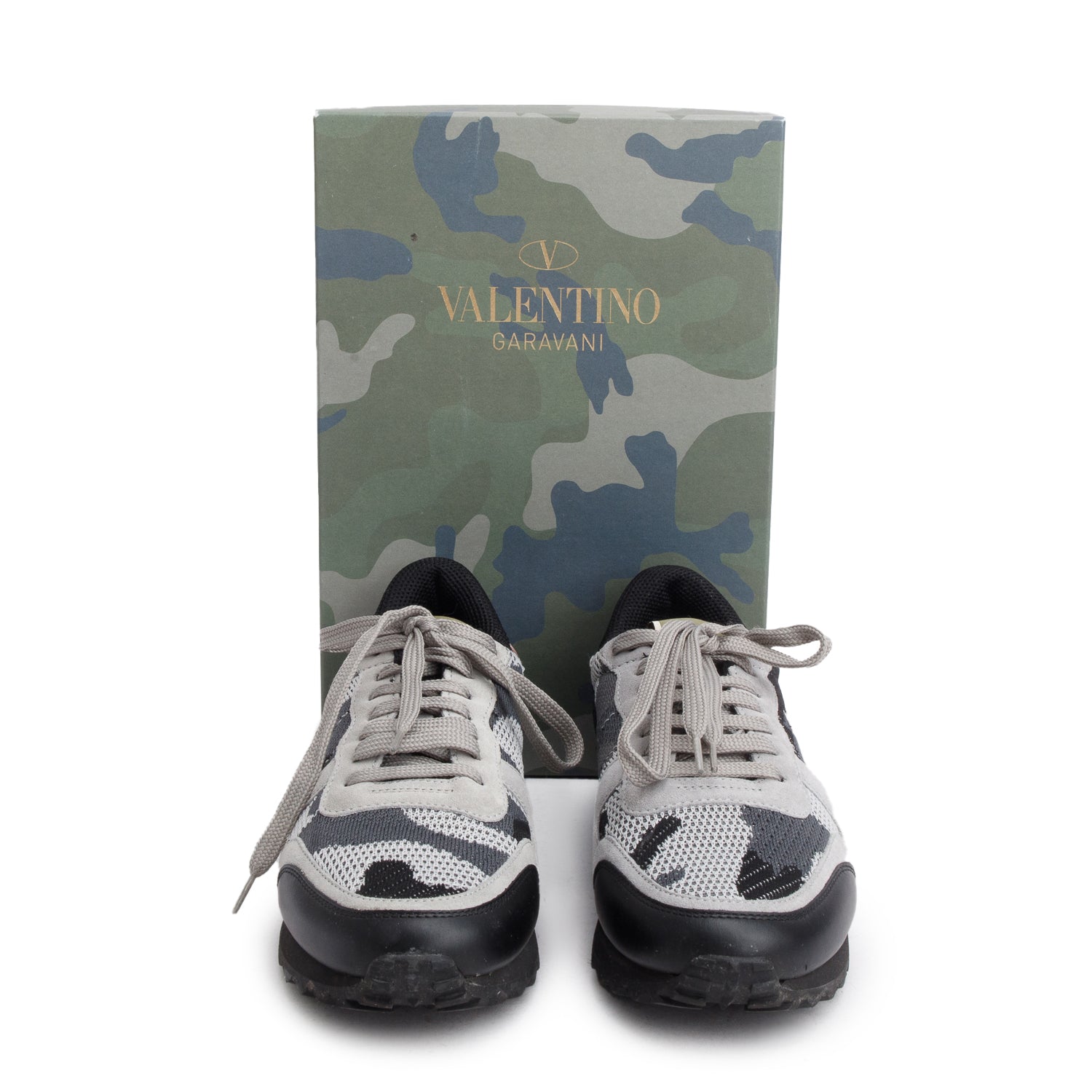 Valentino Grey Camouflage Mesh/Suede Rockrunner Sneakers, Women's Size 40 w/ Box