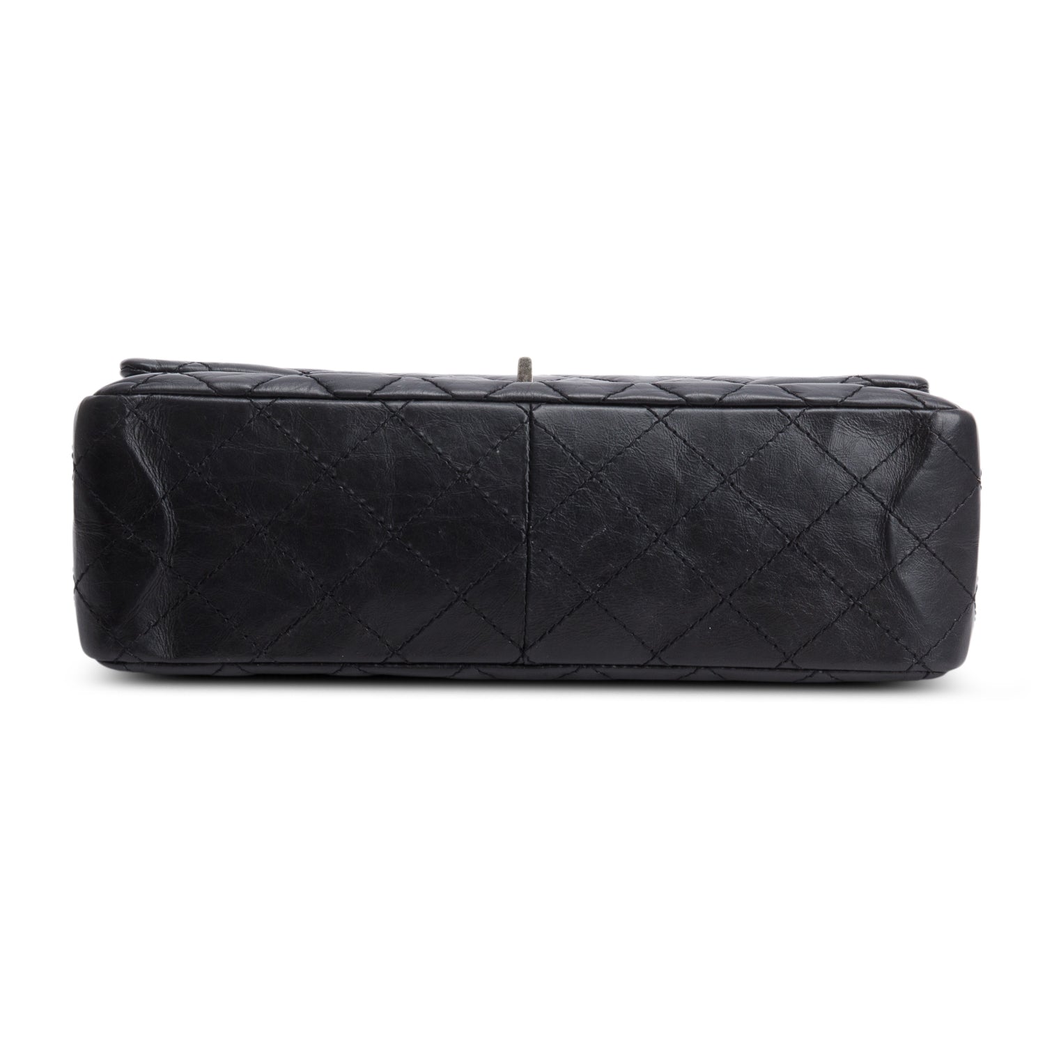 Chanel Black Aged Calfskin Leather 2.55 Reissue 226 Double Flap Bag w/ Box & Authenticity Card