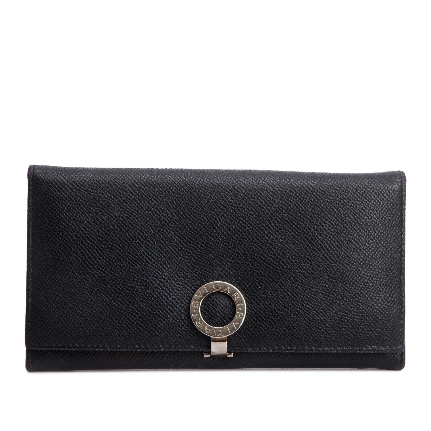 Bvlgari Black Calfskin Leather Large Wallet
