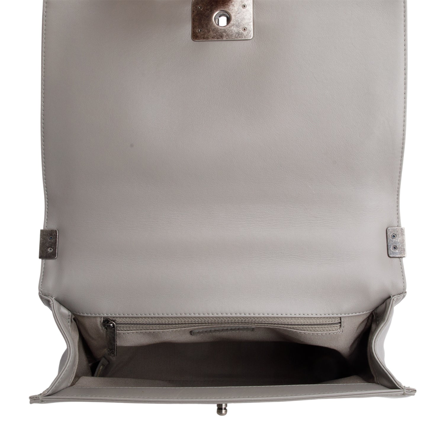 Chanel Grey Ombre Quilted Lambskin Leather Large Boy Bag w/ Authenticity Card