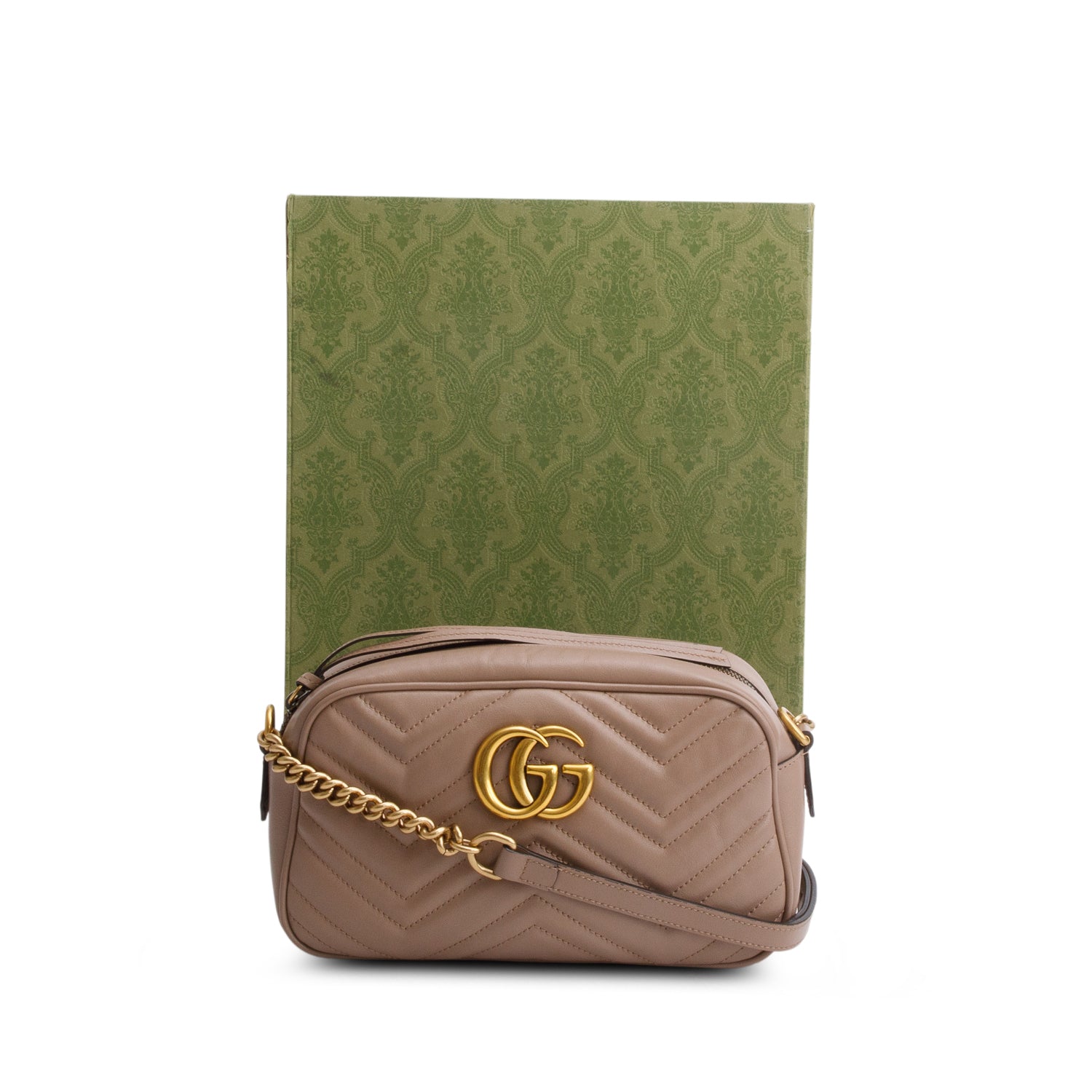 Gucci Beige GG Marmont Matelasse Small Camera Bag w/ Box