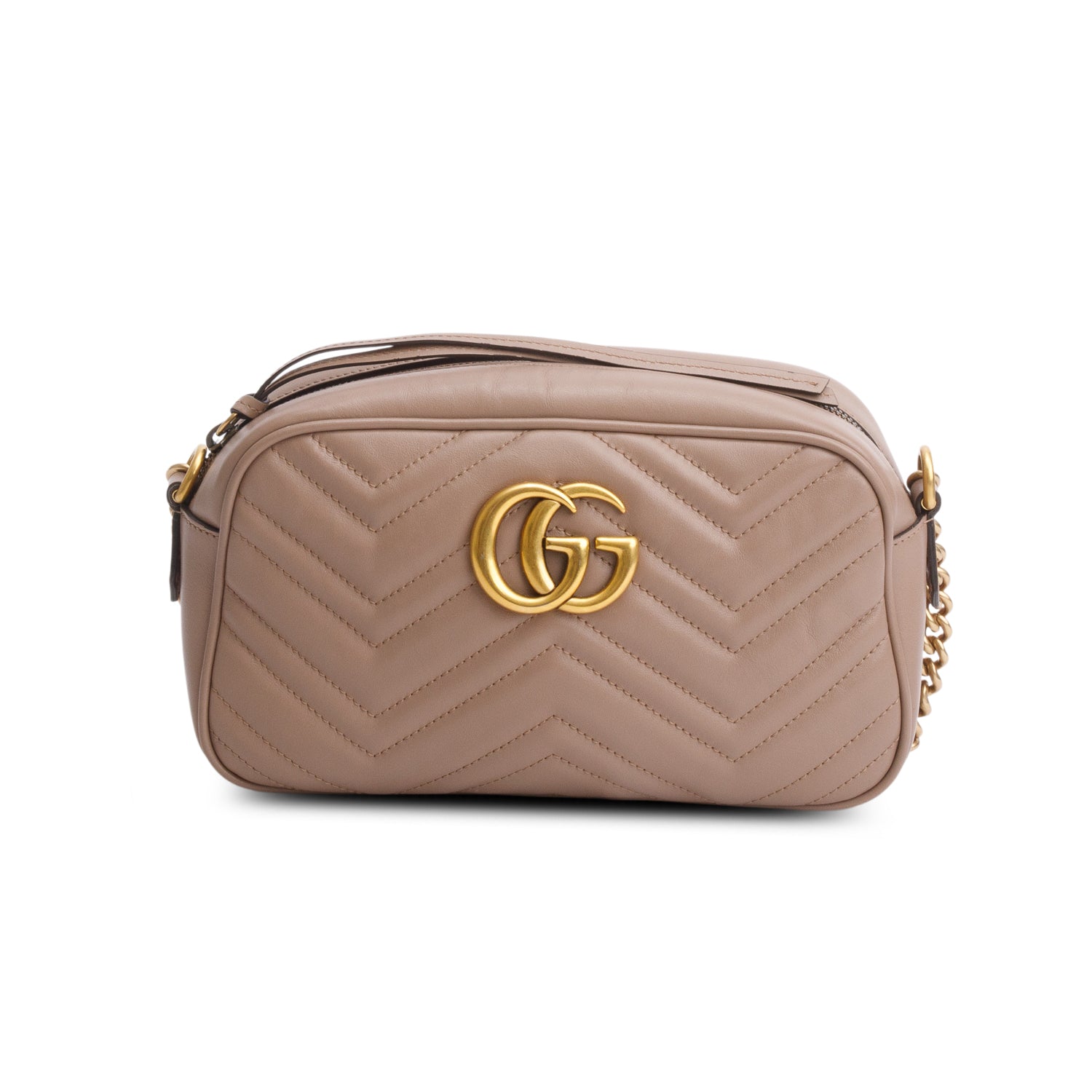Gucci Beige GG Marmont Matelasse Small Camera Bag w/ Box