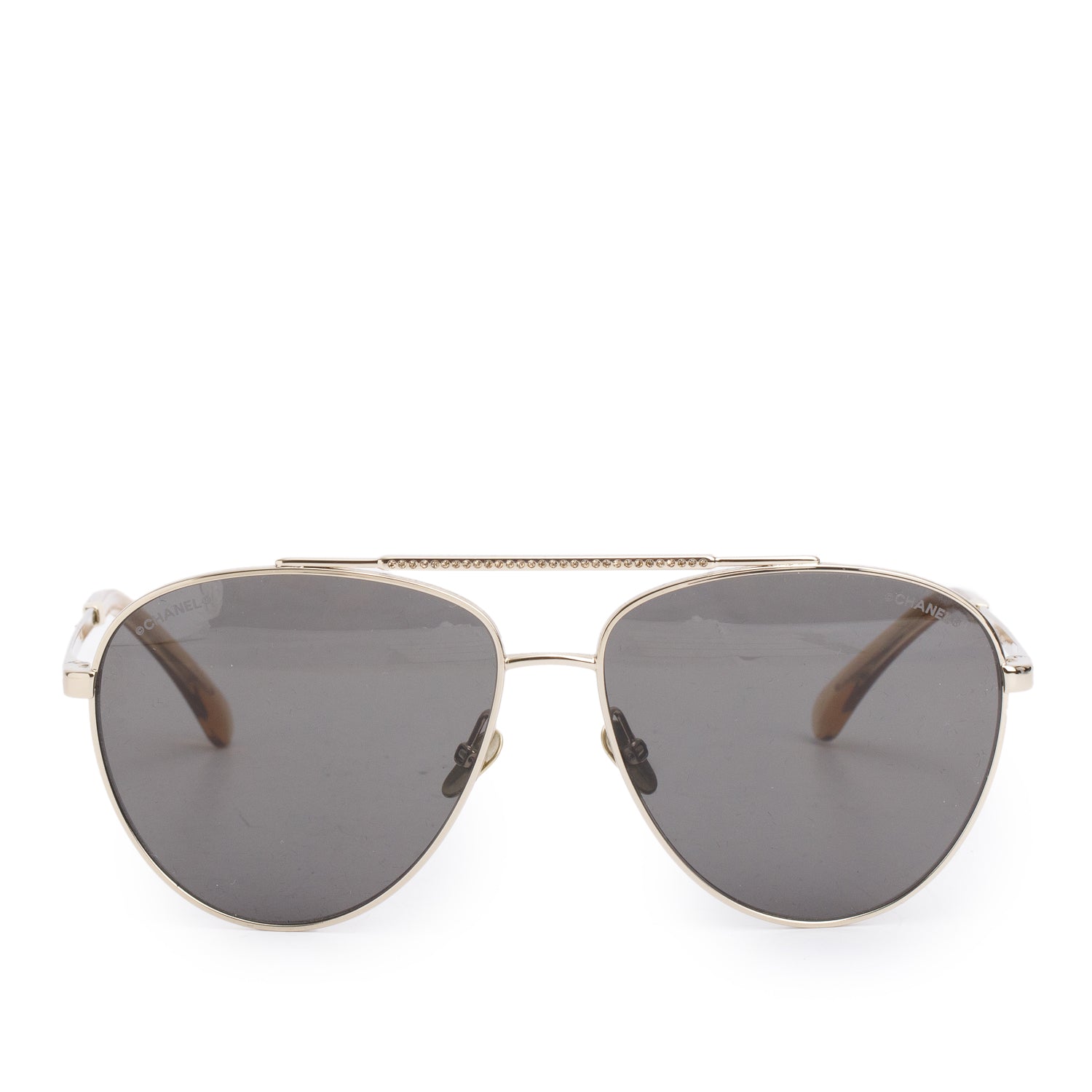 Chanel 2023 4279-B Gun-Metal Pilot Aviator Sunglasses w/ Box, Case & Receipt