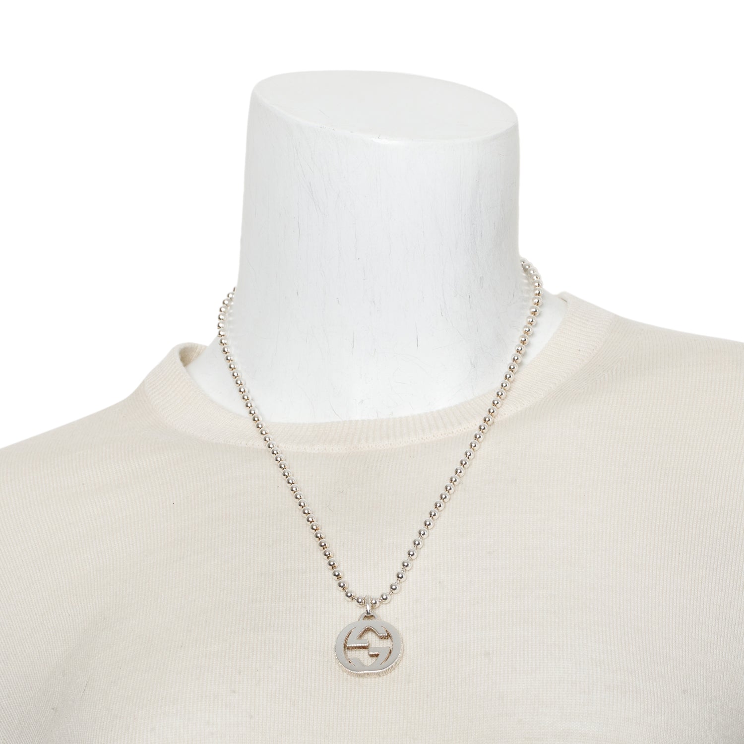 Gucci Sterling Silver Interlocking G Pendant Necklace
