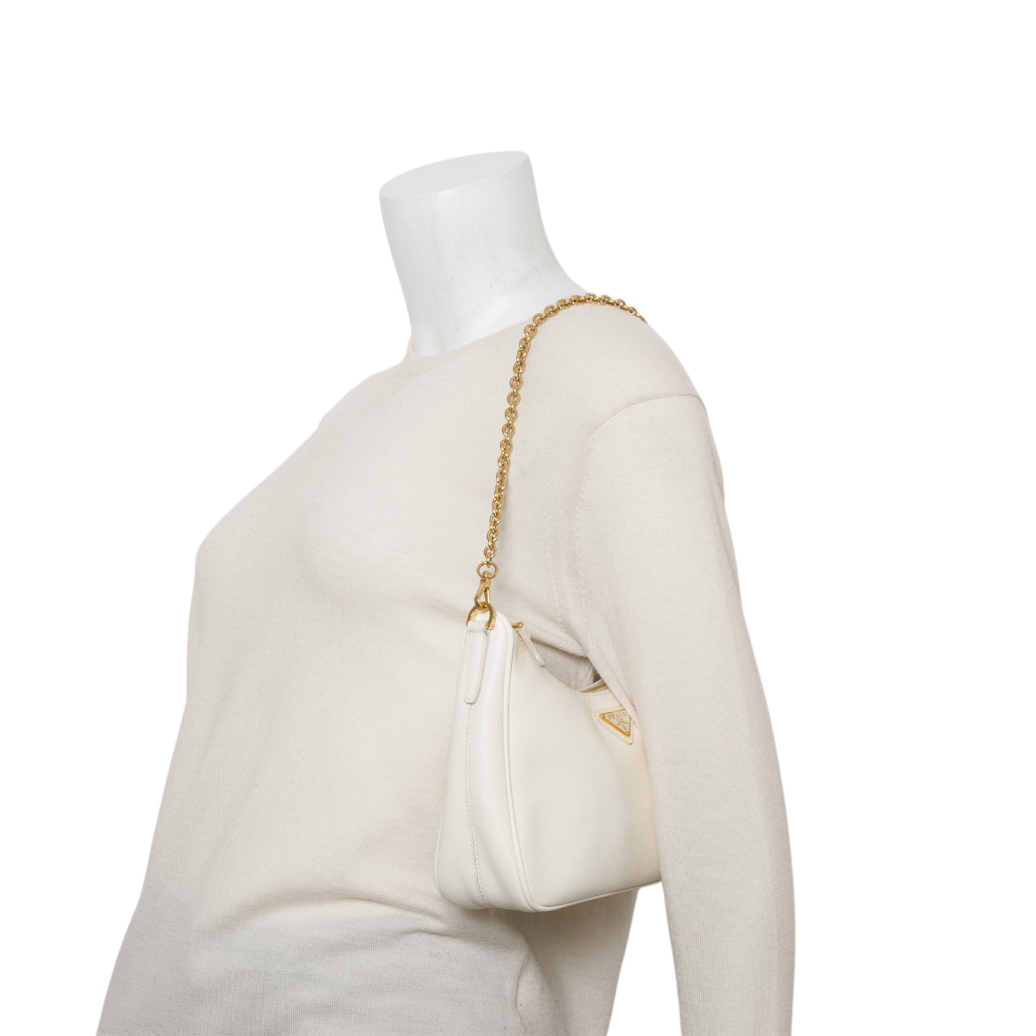 Prada Cream Saffiano Leather Re-Edition 2005 Shoulder Bag