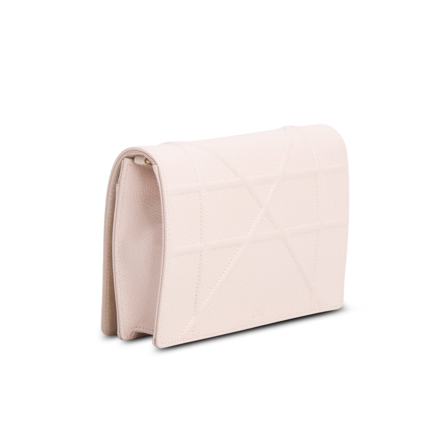 Christian Dior Pink Grained Calfskin Diorama Wallet on Chain