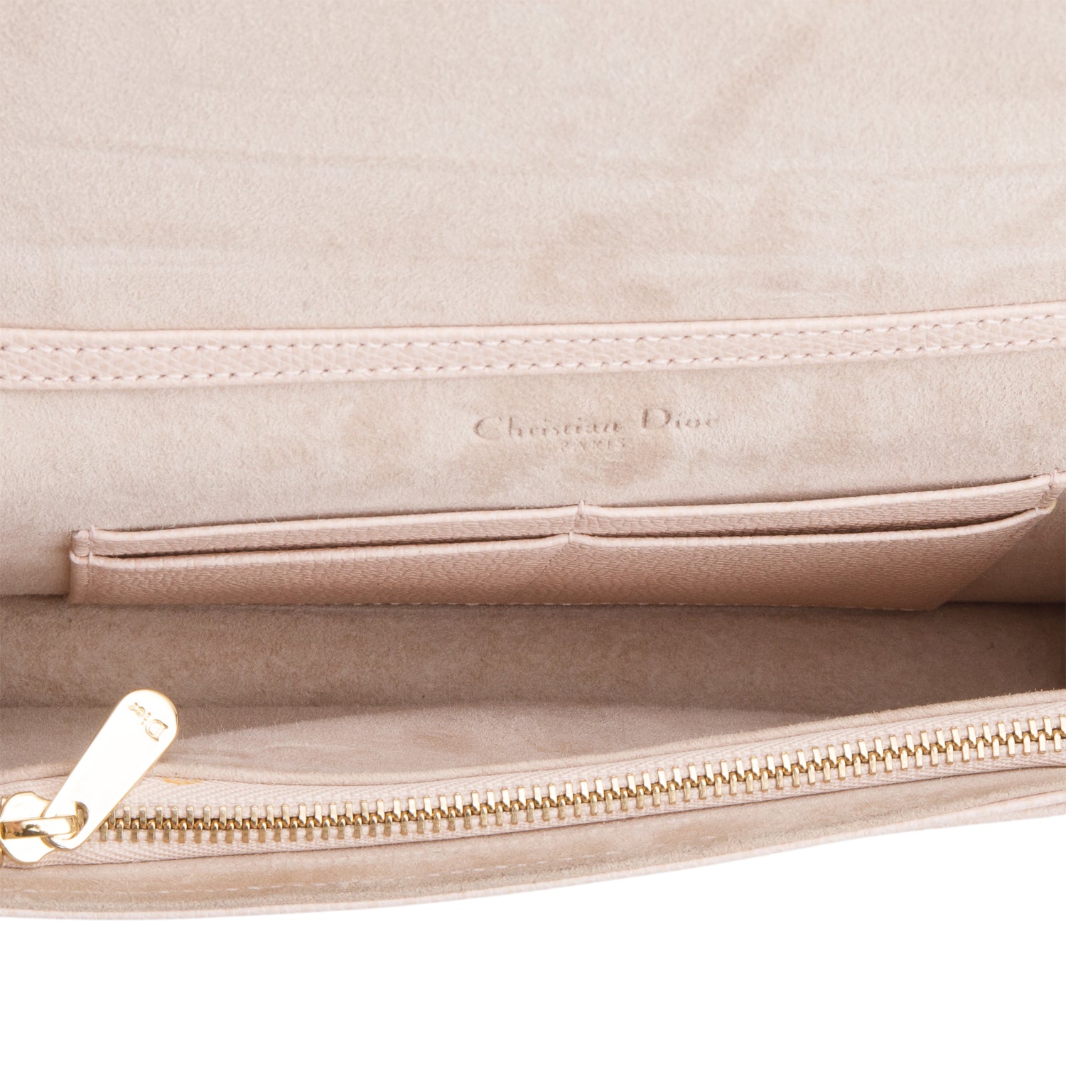 Christian Dior Pink Grained Calfskin Diorama Wallet on Chain
