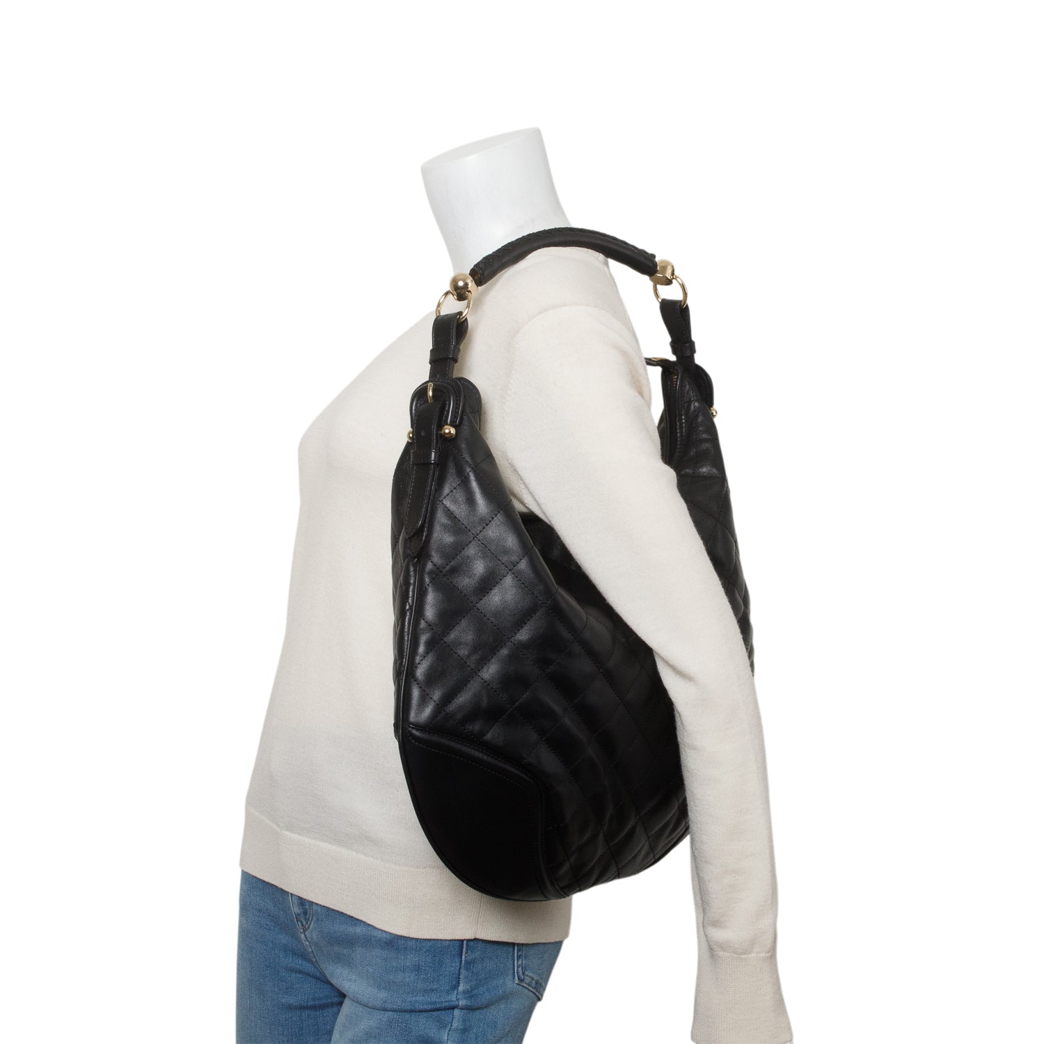 Burberry Black Quilted Leather Hoxton Hobo