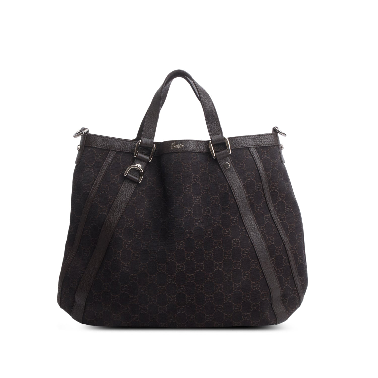 Gucci Black Monogram Medium Abbey Convertible Tote w/ Strap