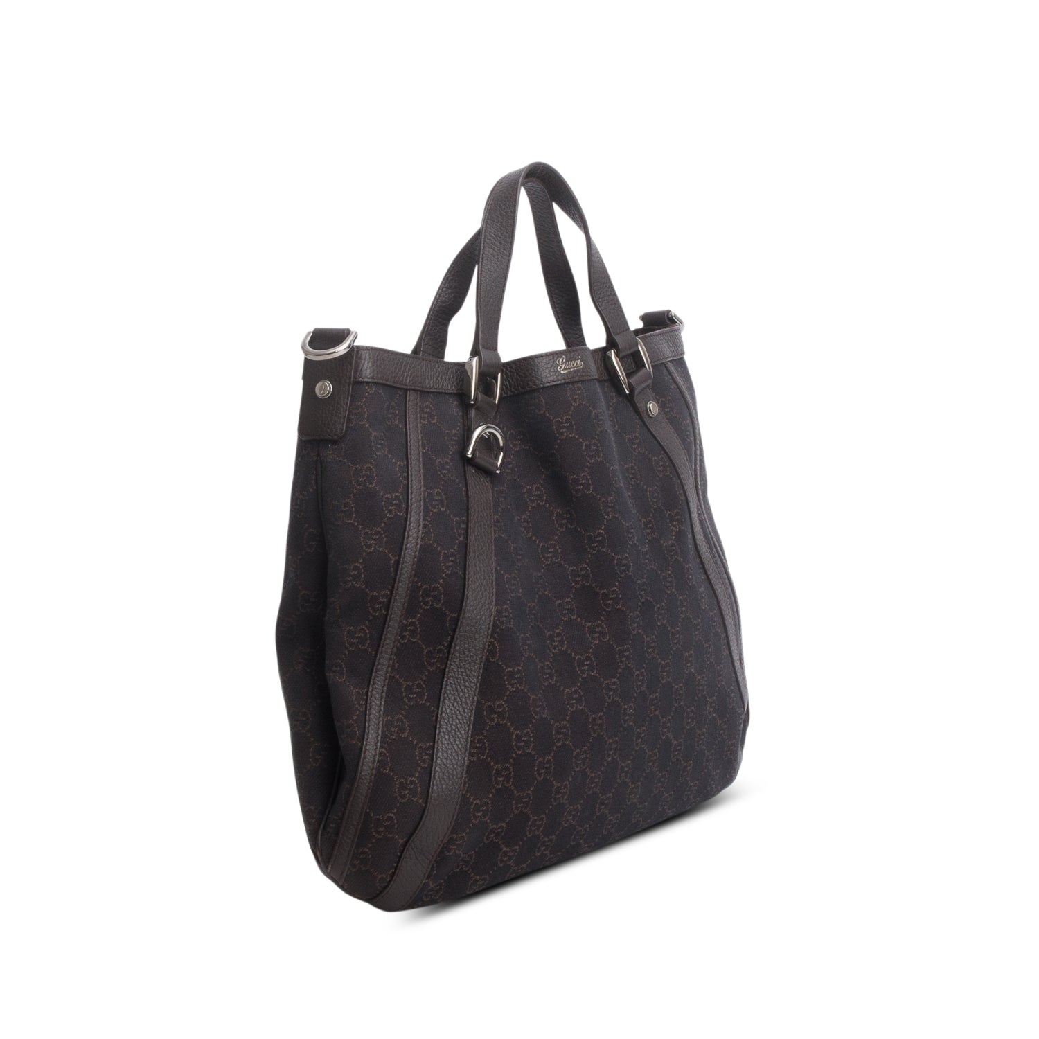 Gucci Black Monogram Medium Abbey Convertible Tote w/ Strap
